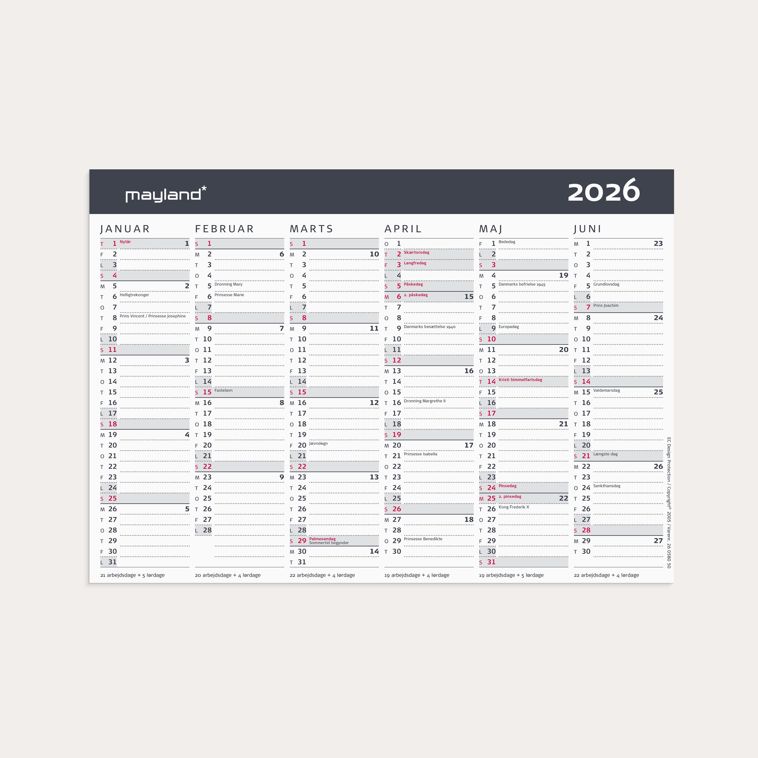 Kontorkalender Moderne A5 2026