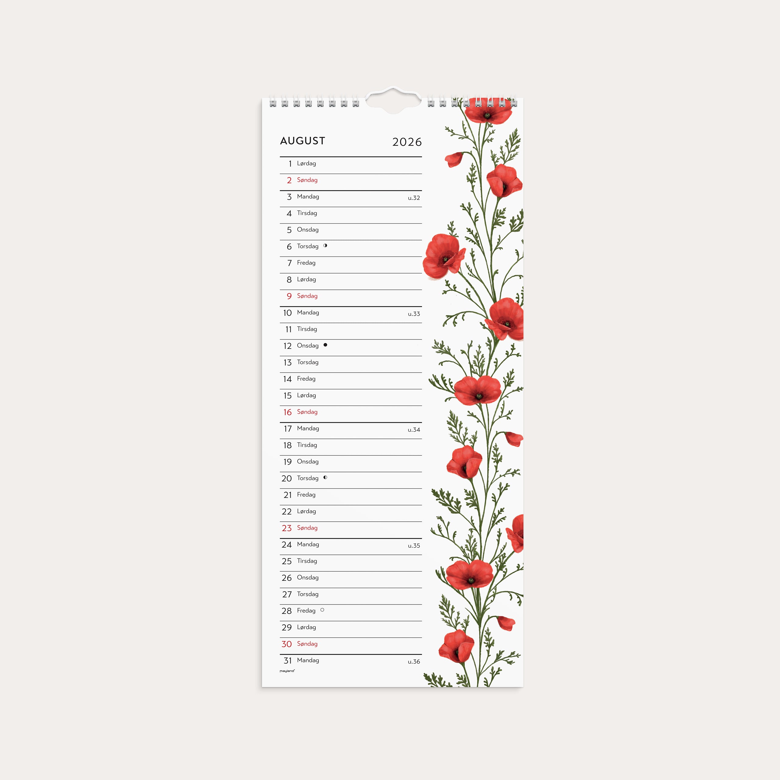 Vægkalender Blomster 2026