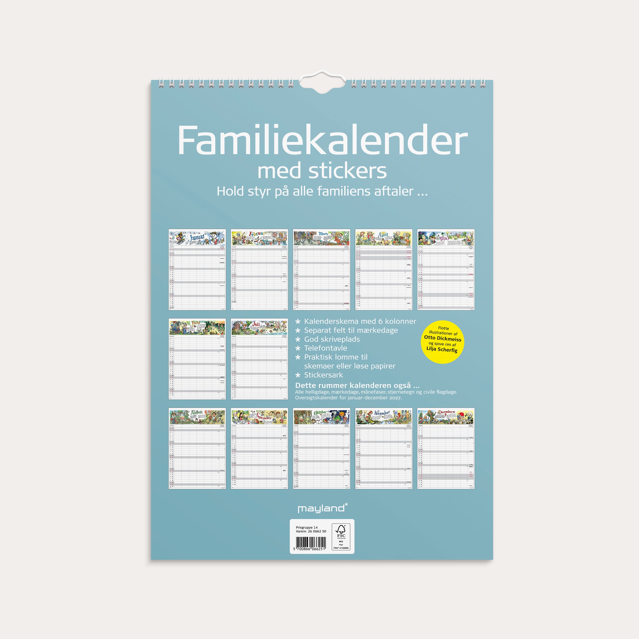Familiekalender Otto Dickmeiss & Lilja Scherfig 6kol A3 2026