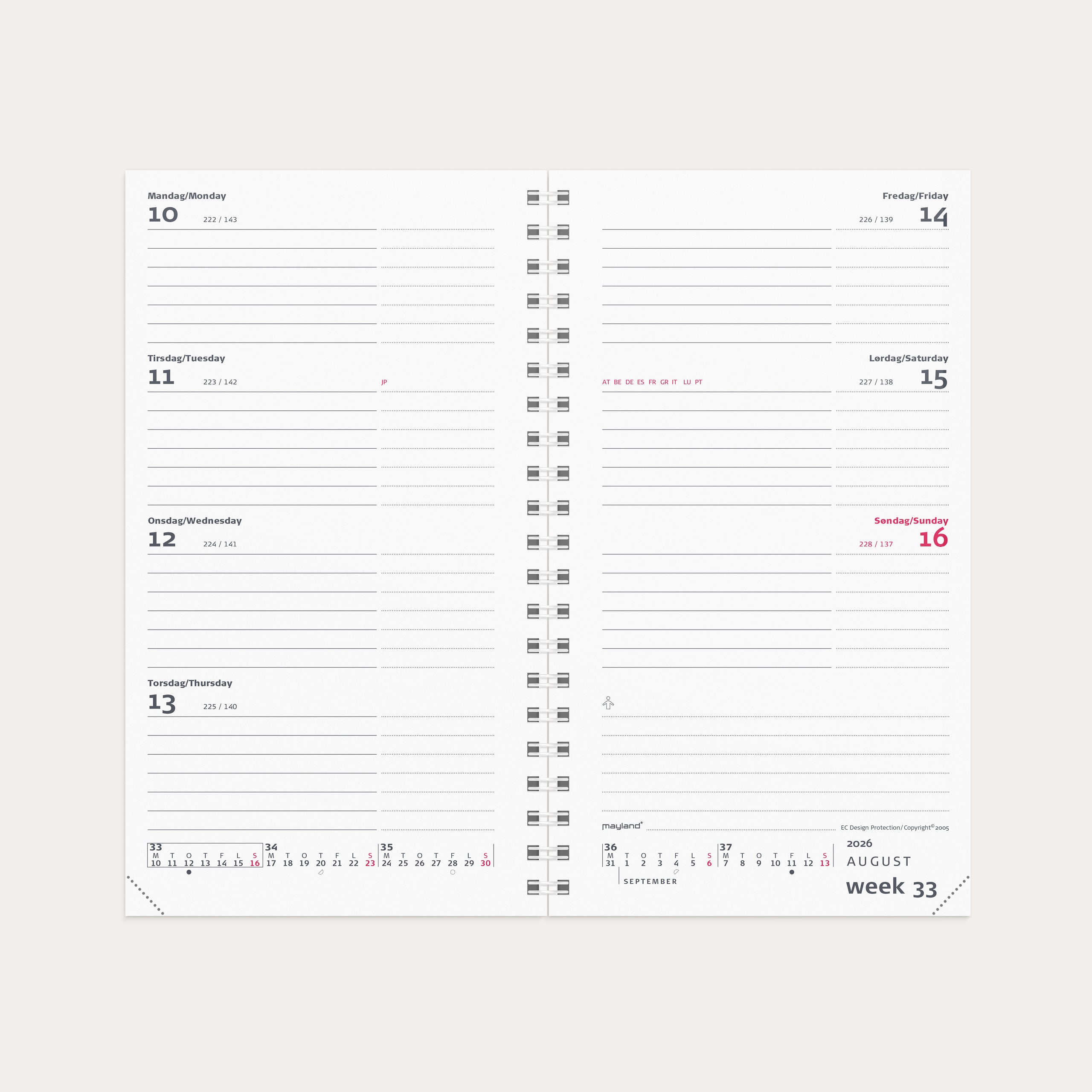 Week Planner International tværformat REFILL 2026