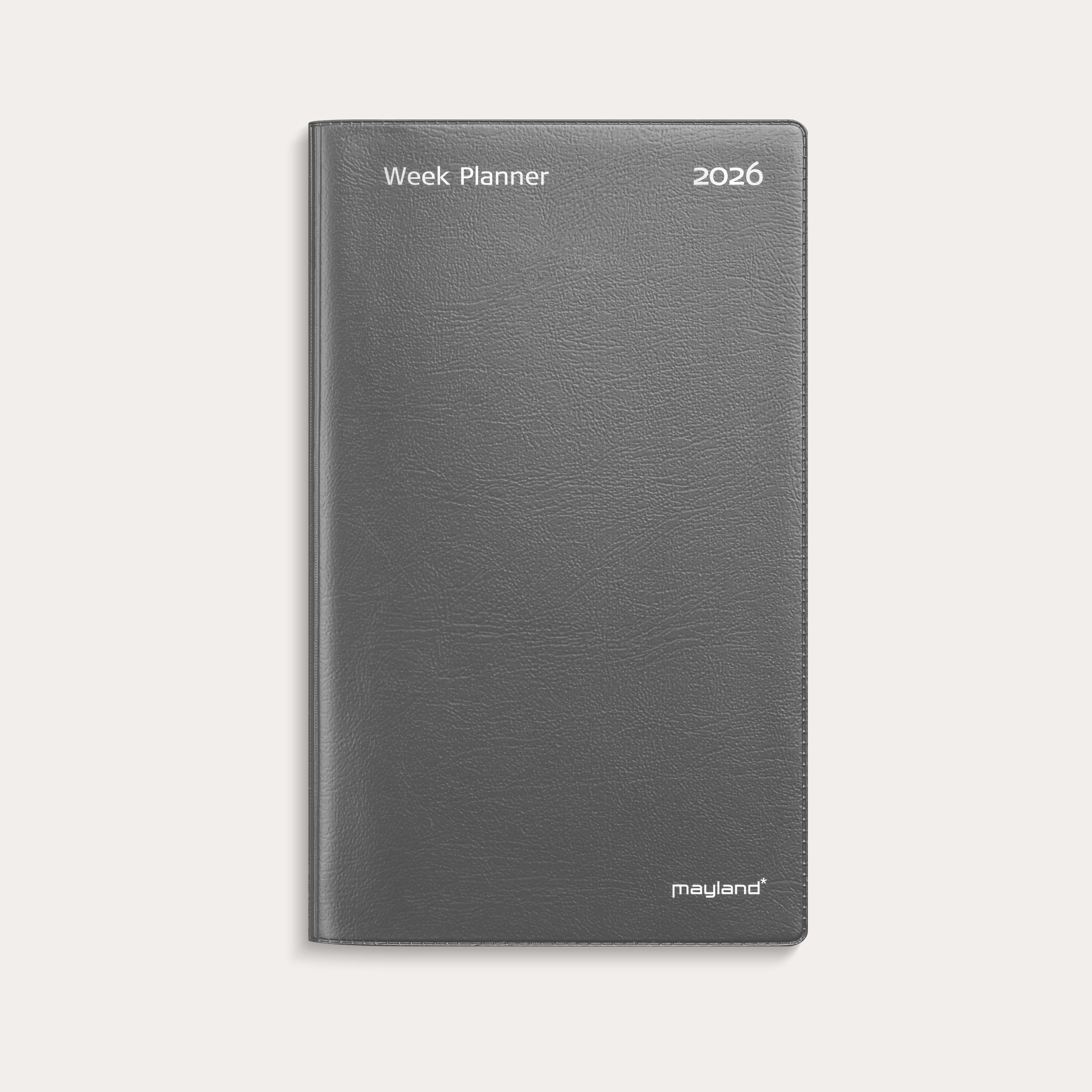 Week Planner højformat mørkegrå vinyl 2026