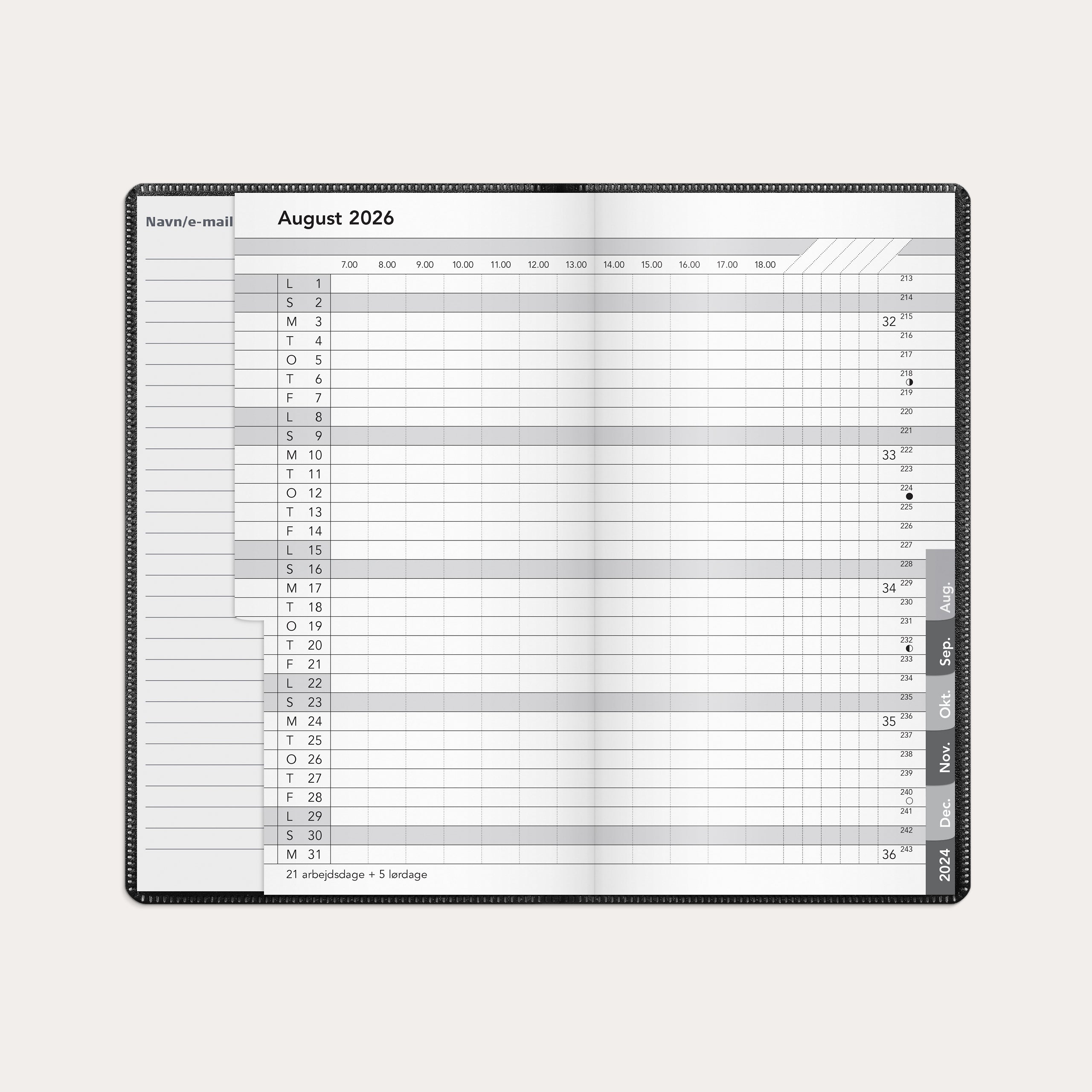 Basic månedskalender sort PP-plast 2026