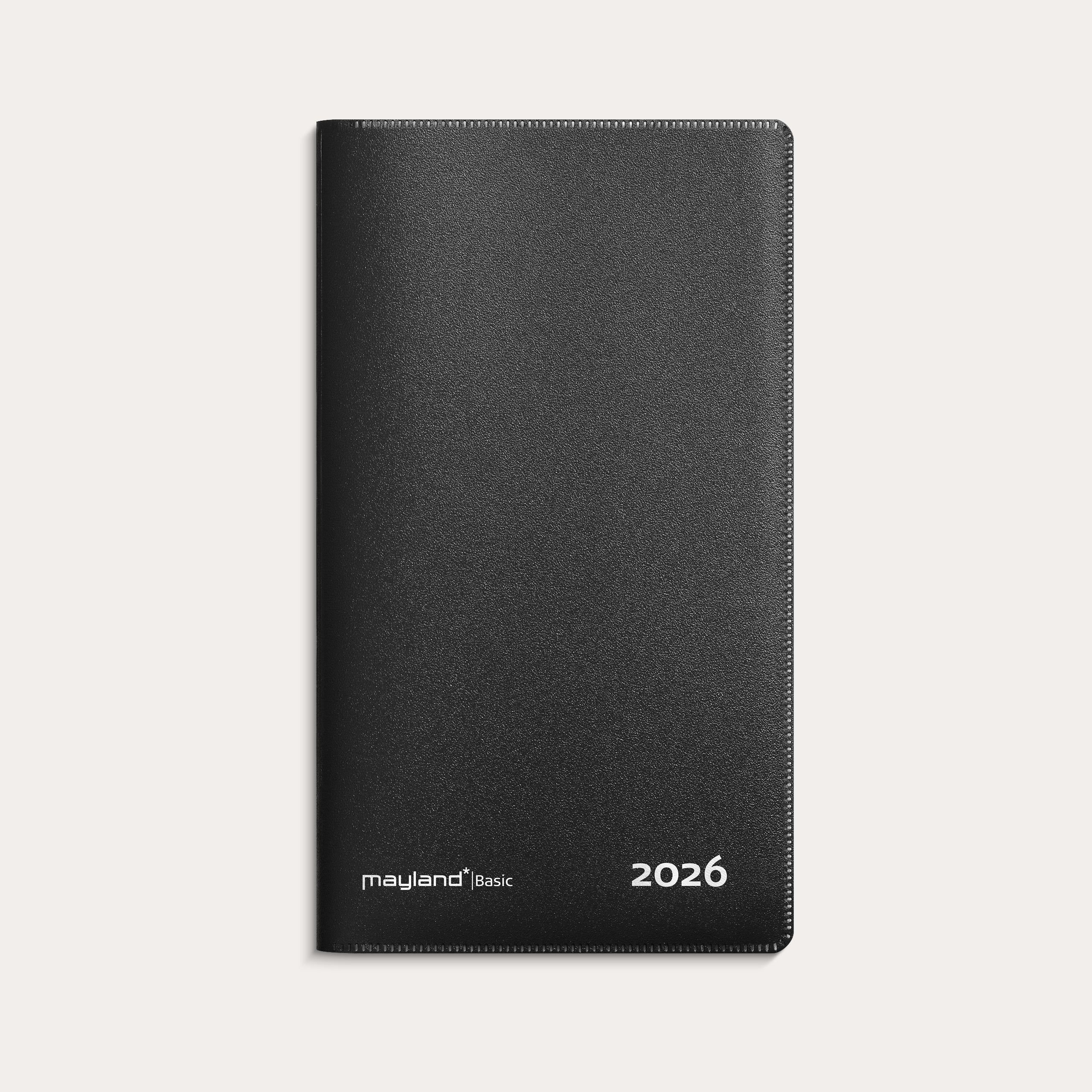 Basic månedskalender sort PP-plast 2026