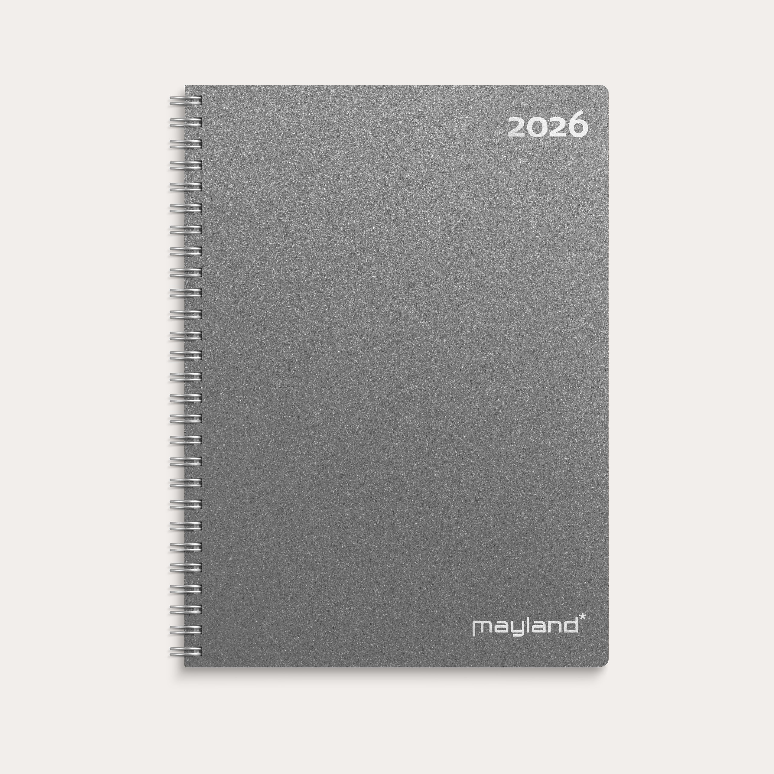 A5 ugekalender højformat mørkegrå PP-plast 2026