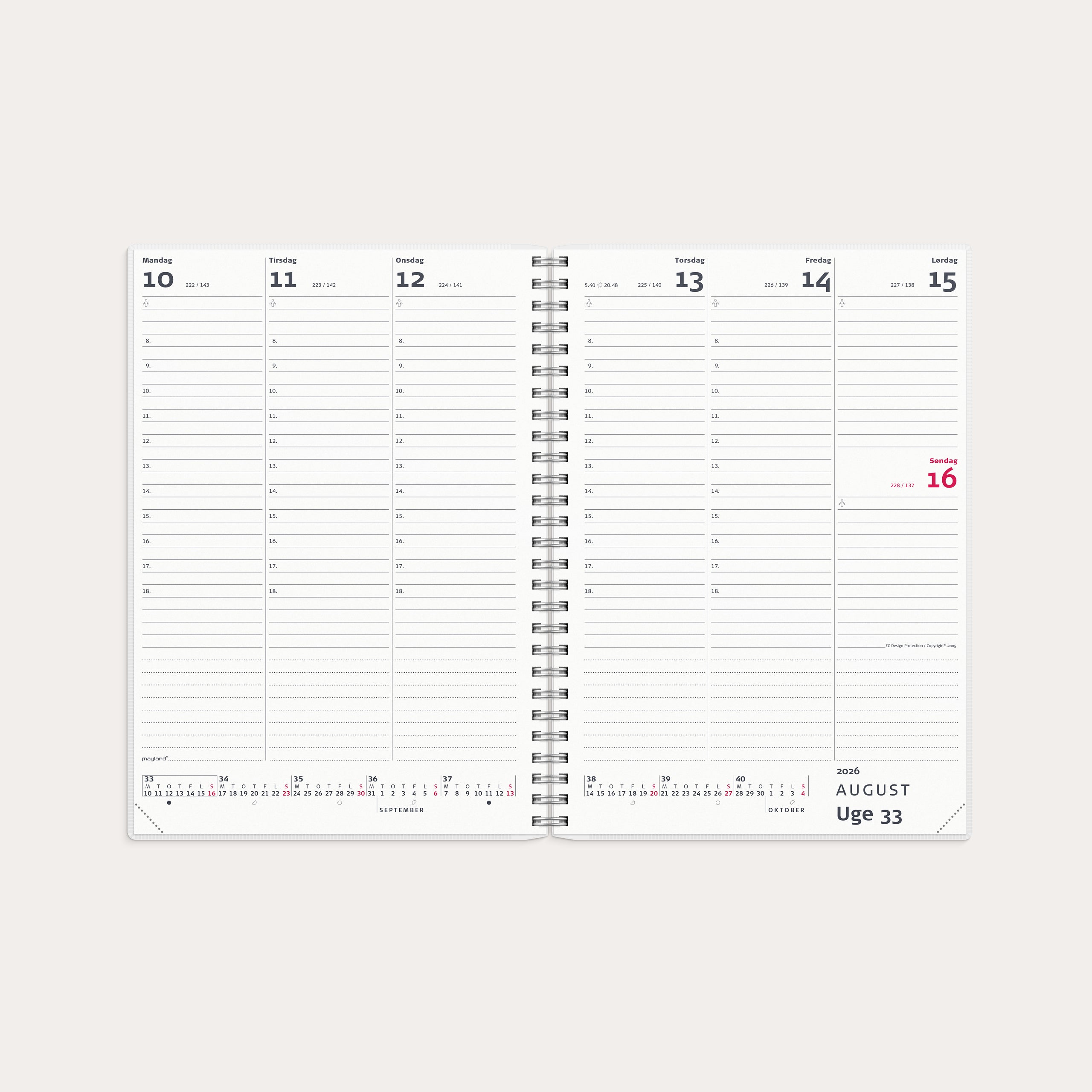 A5 ugekalender højformat m/4 illu. PP-plast 2026