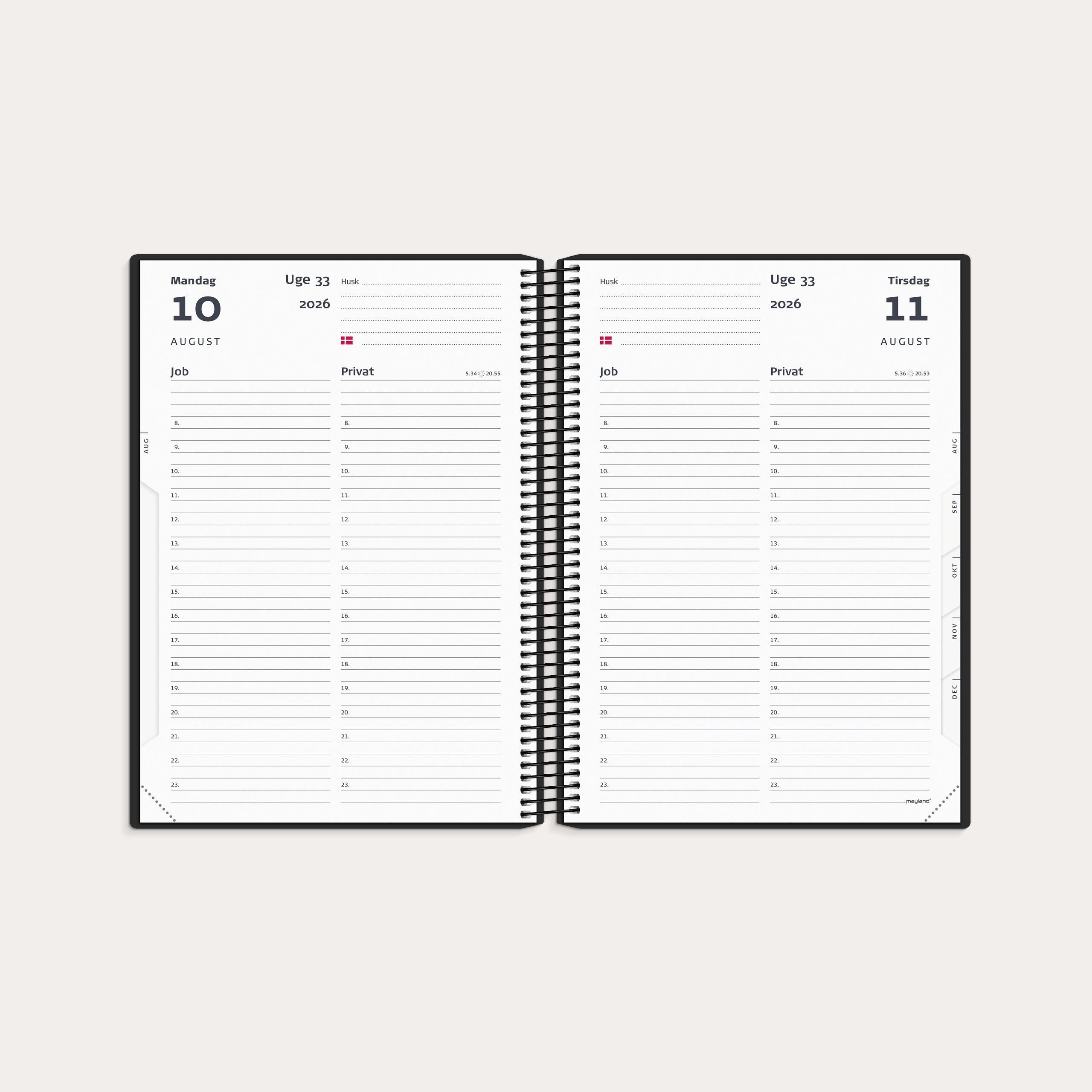 A5 dagkalender job/privat sort kunstskind 2026