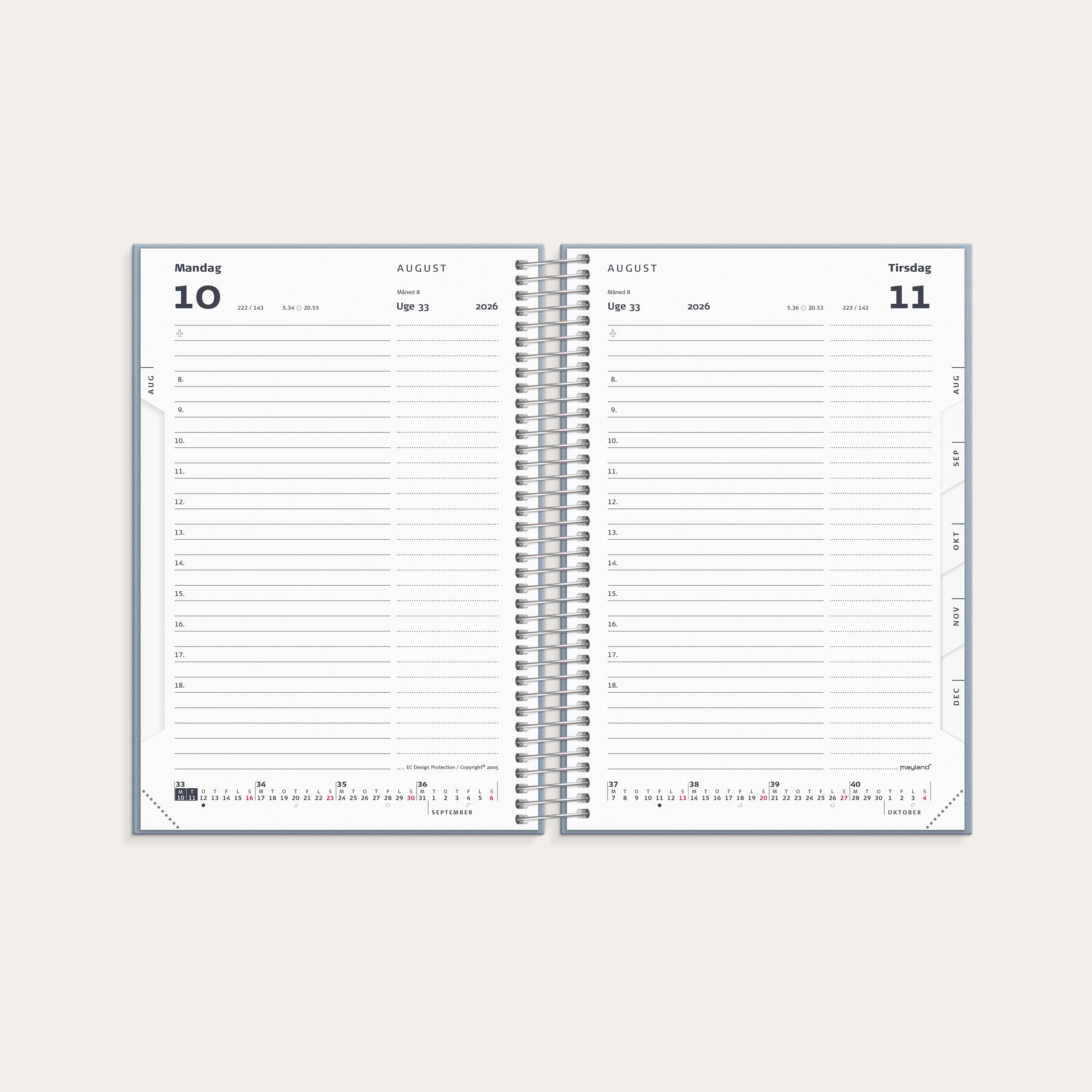 Dagkalender tekstilpræg 2026