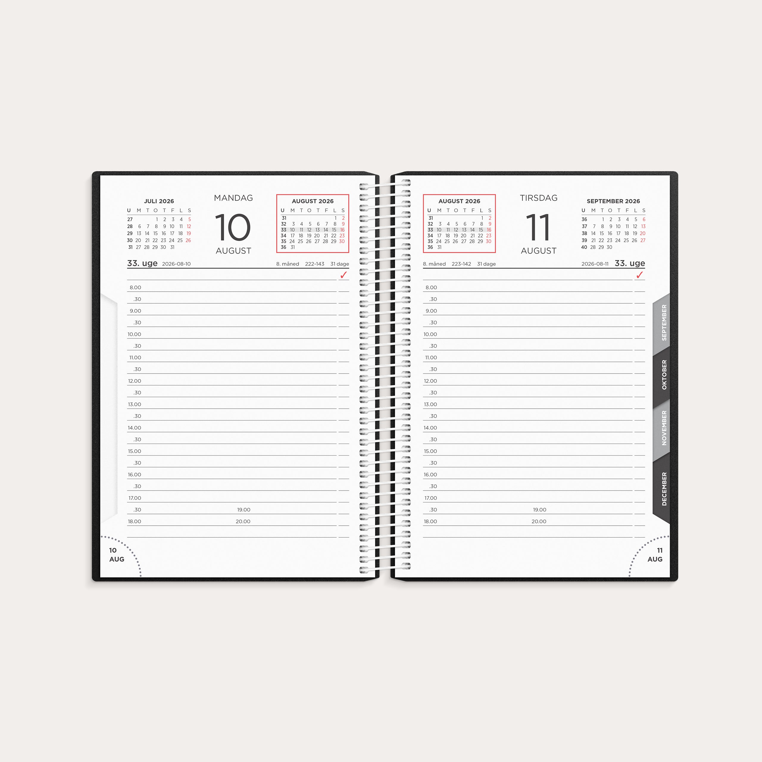 Dagkalender sort PP-plast 2026