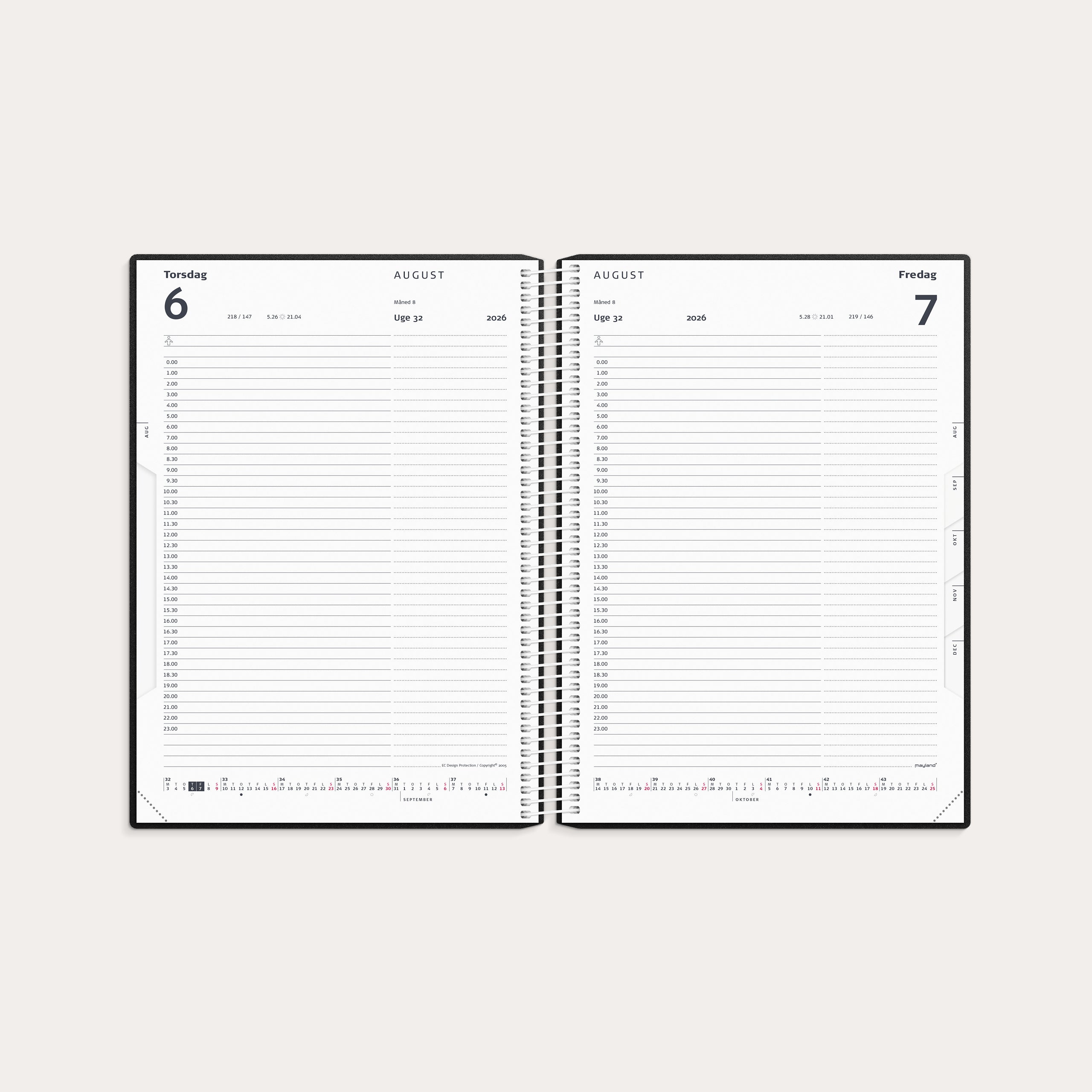 Timekalender sort PP-plast 2026