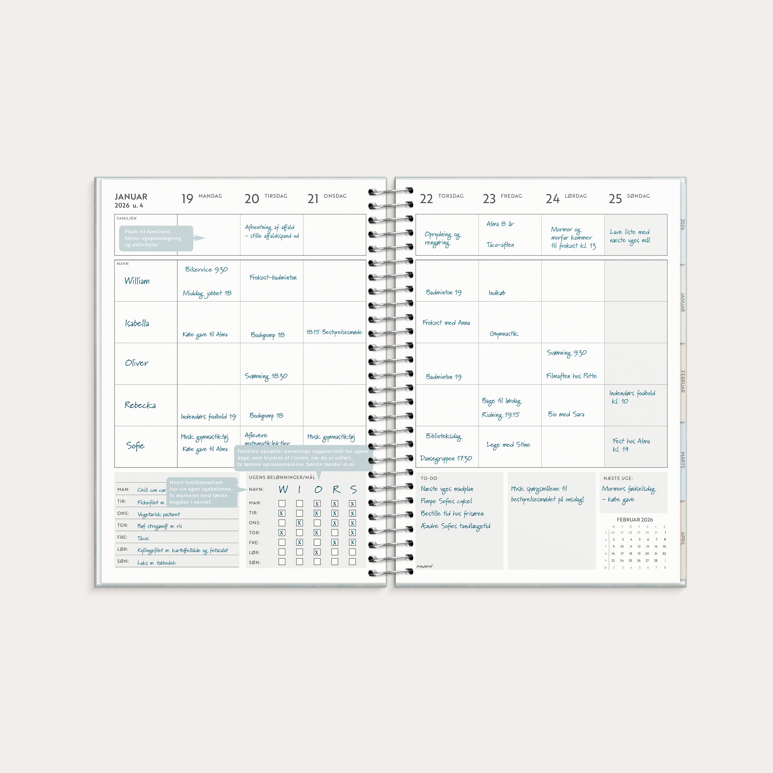 Life Organizer Family Planner ugekalender 2026