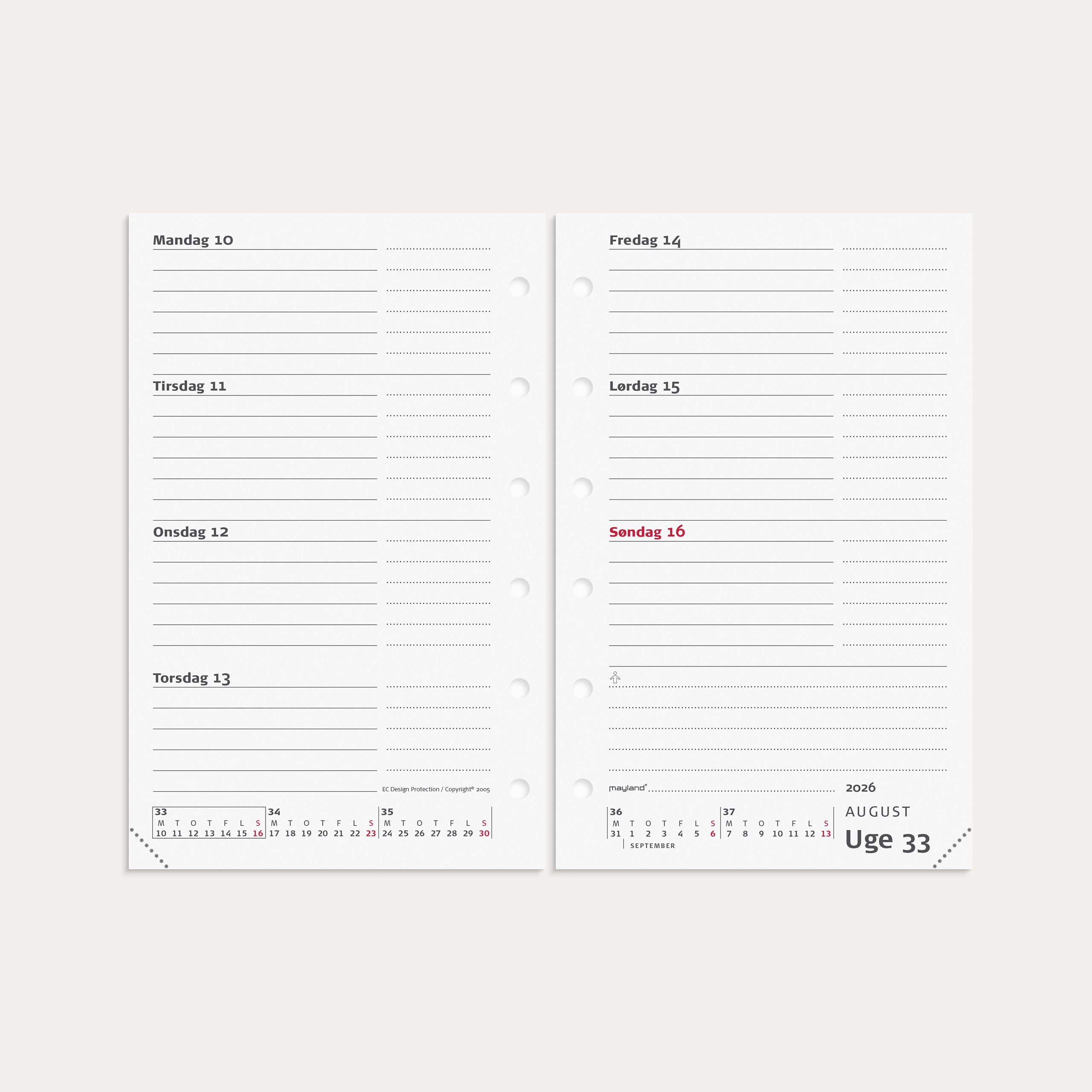 System Mini ugekalender tværformat REFILL 2026