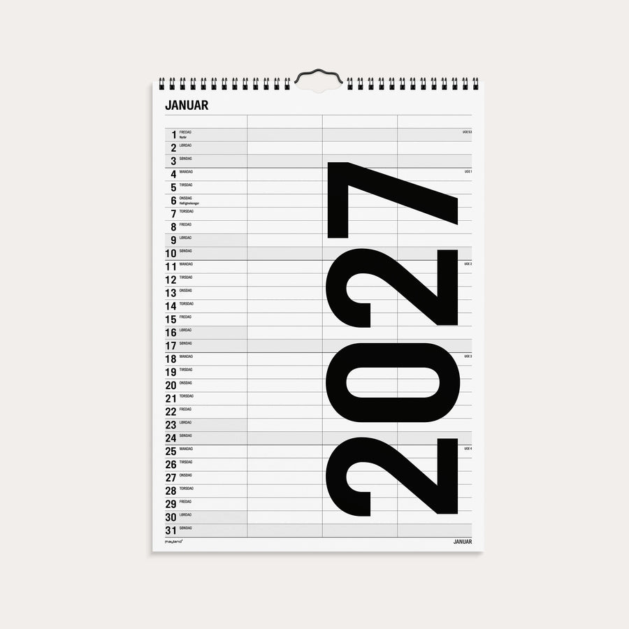 Familiekalender Black and white 3 kol. 2027