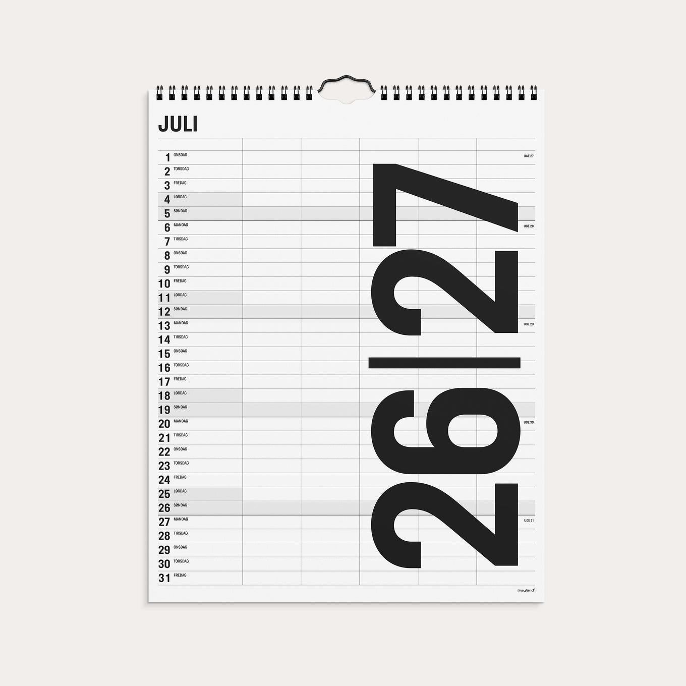 Studie Familiekalender Black and White 5 kol. 2026/2027