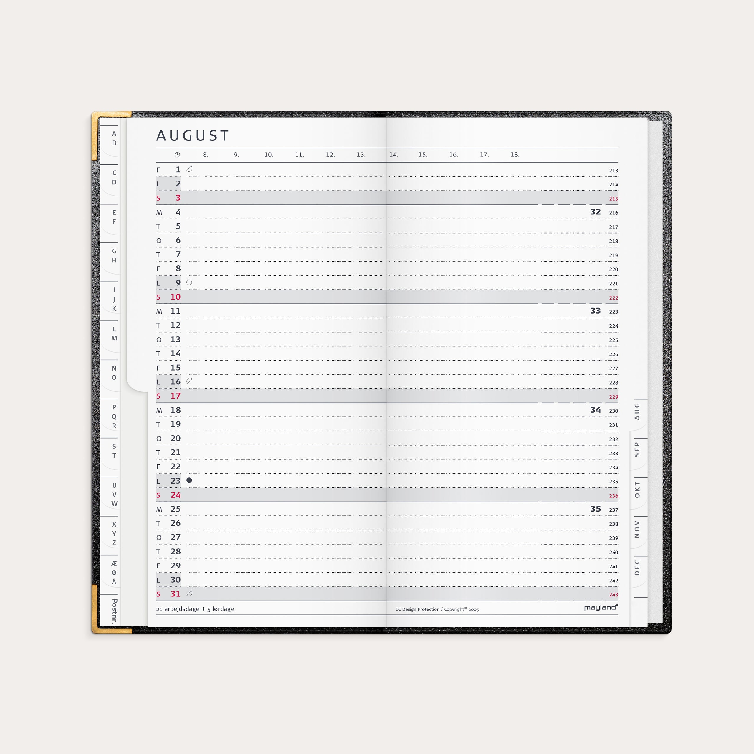 Omslag til week planner/index planner sort skind