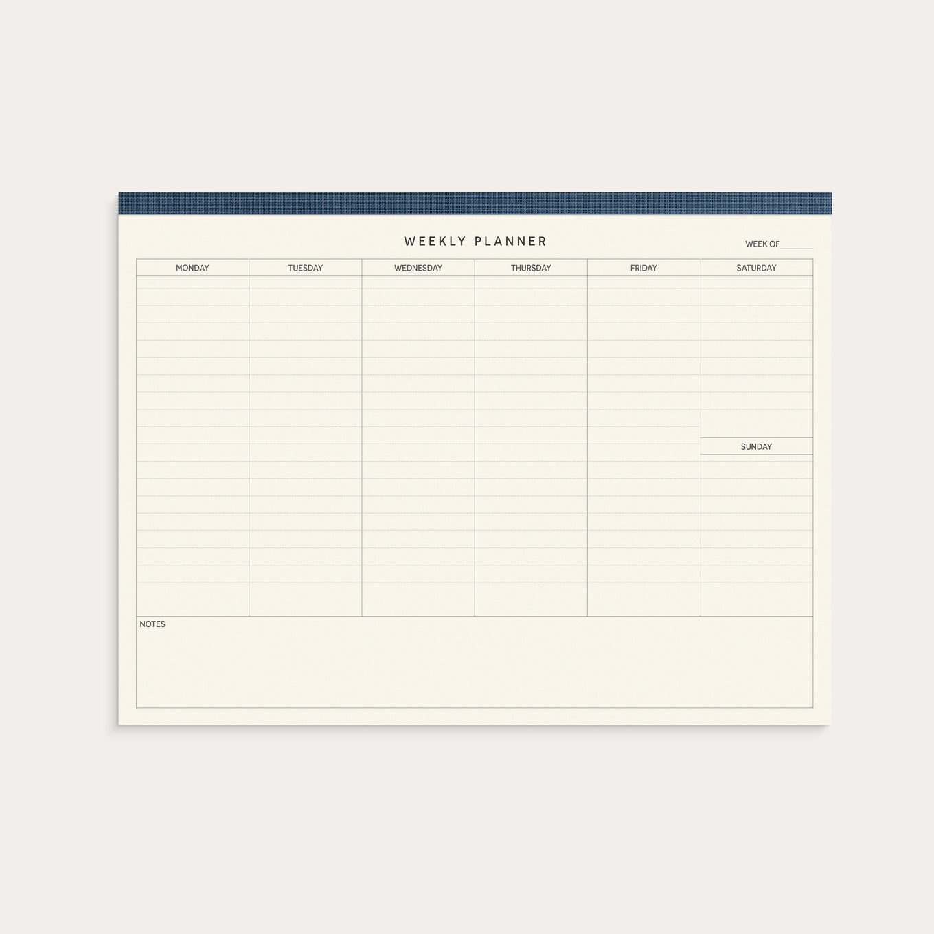 Weekly planner block Textile