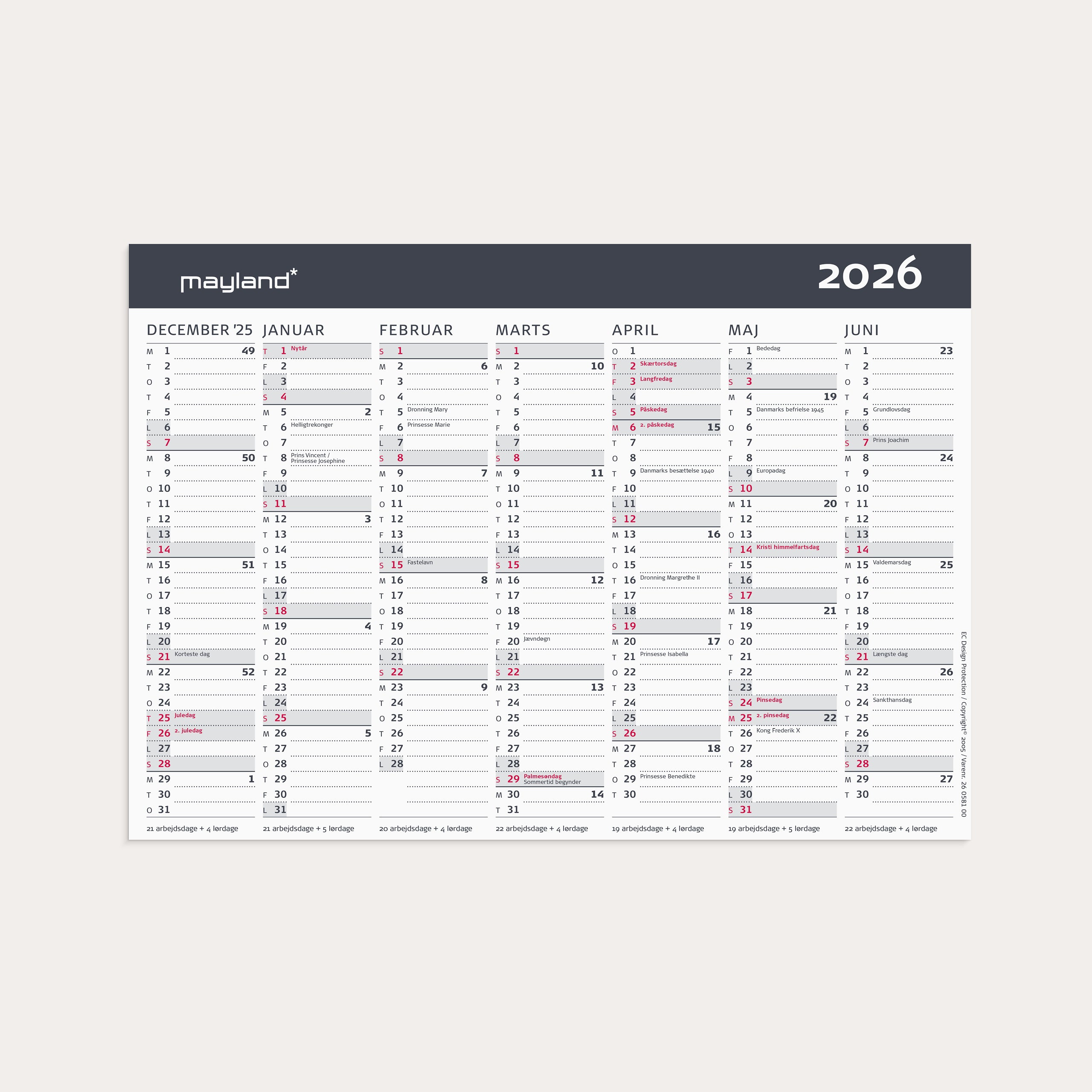 Kontor-bordkalender Moderne A5 2026