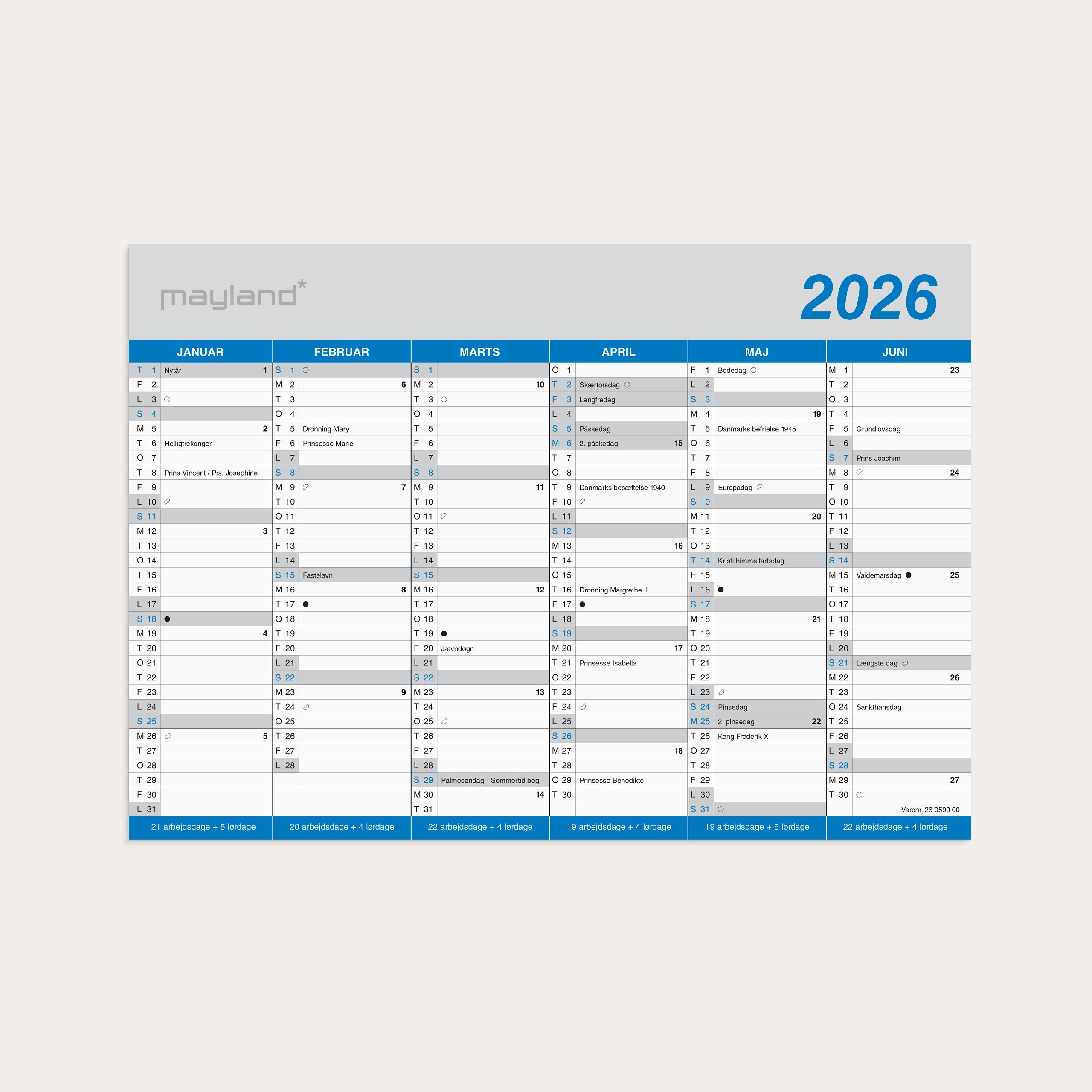 Kontorkalender Klassisk A4 2026