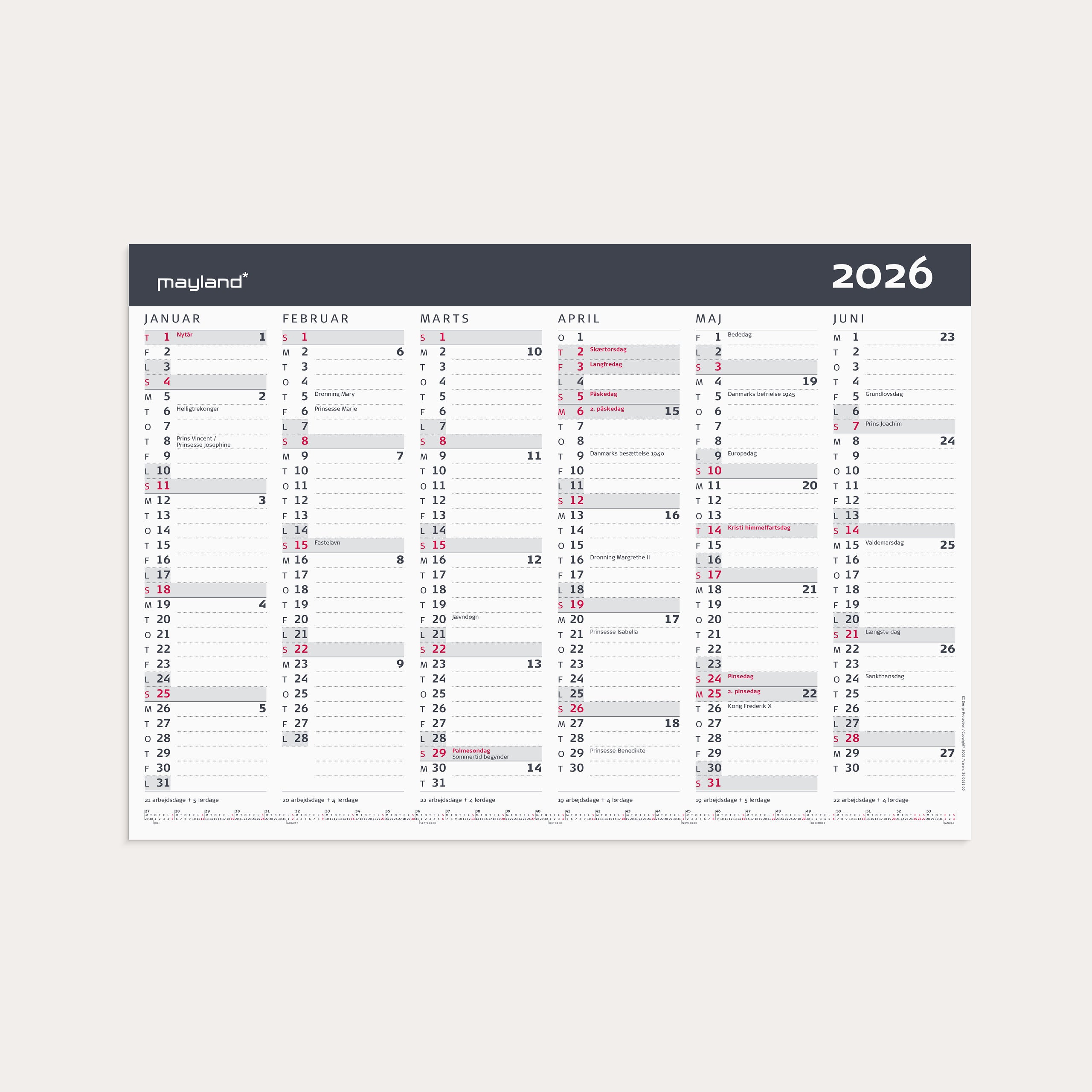 Kontorkalender Moderne A3 2026