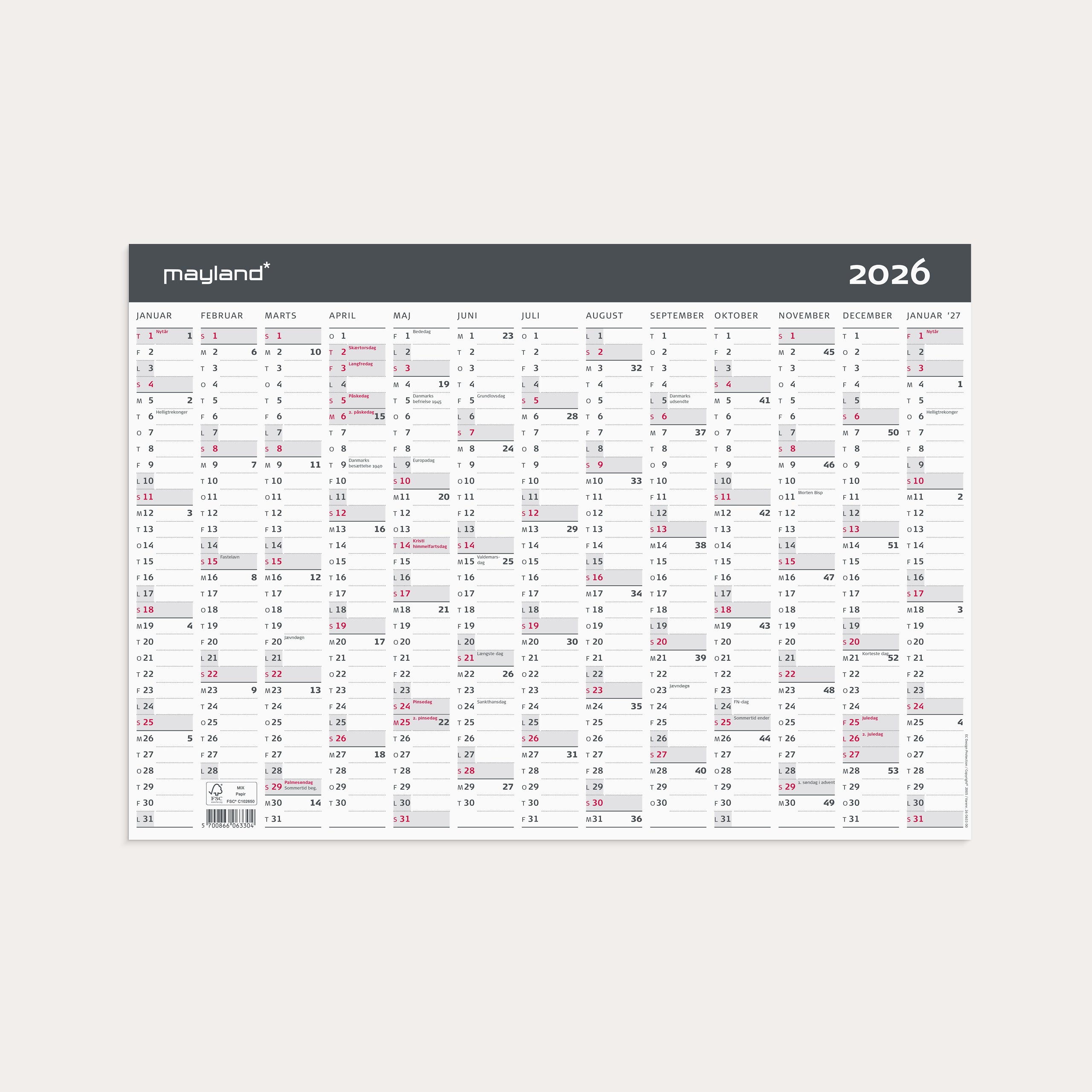Kontorkalender Moderne A3 1x13 mdr. 2026