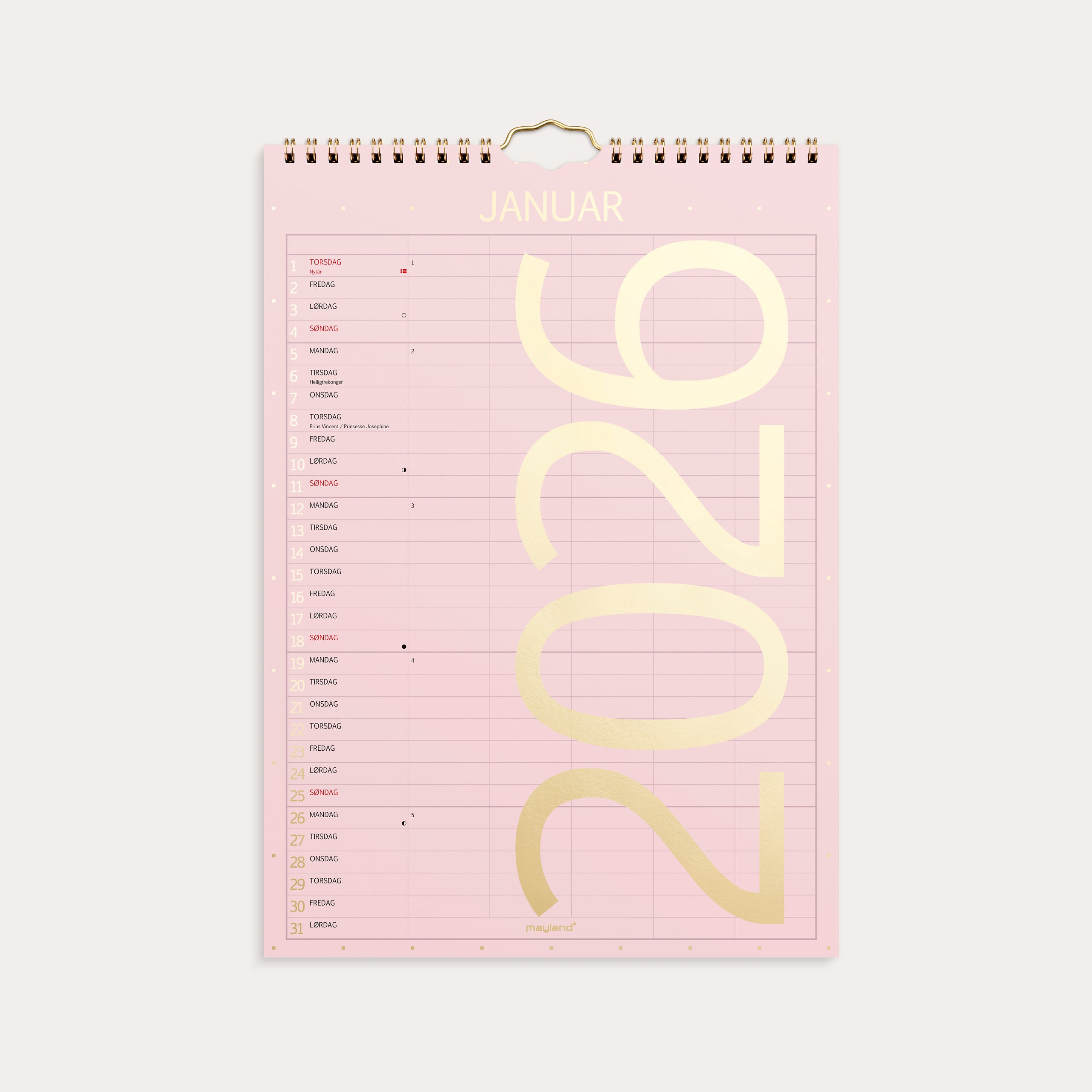 Familiekalender Color lille 2026