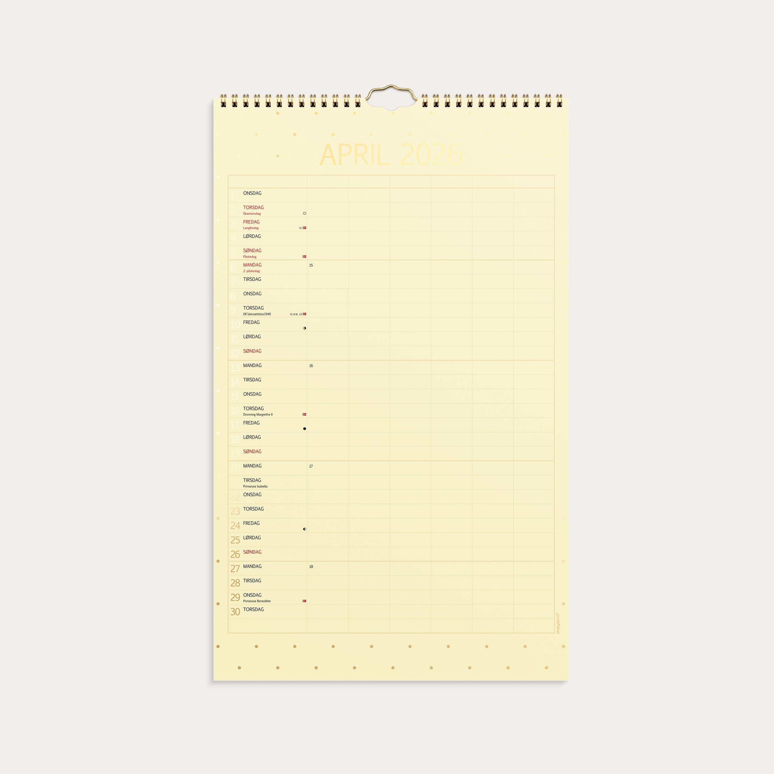 Familiekalender Color stor 2026