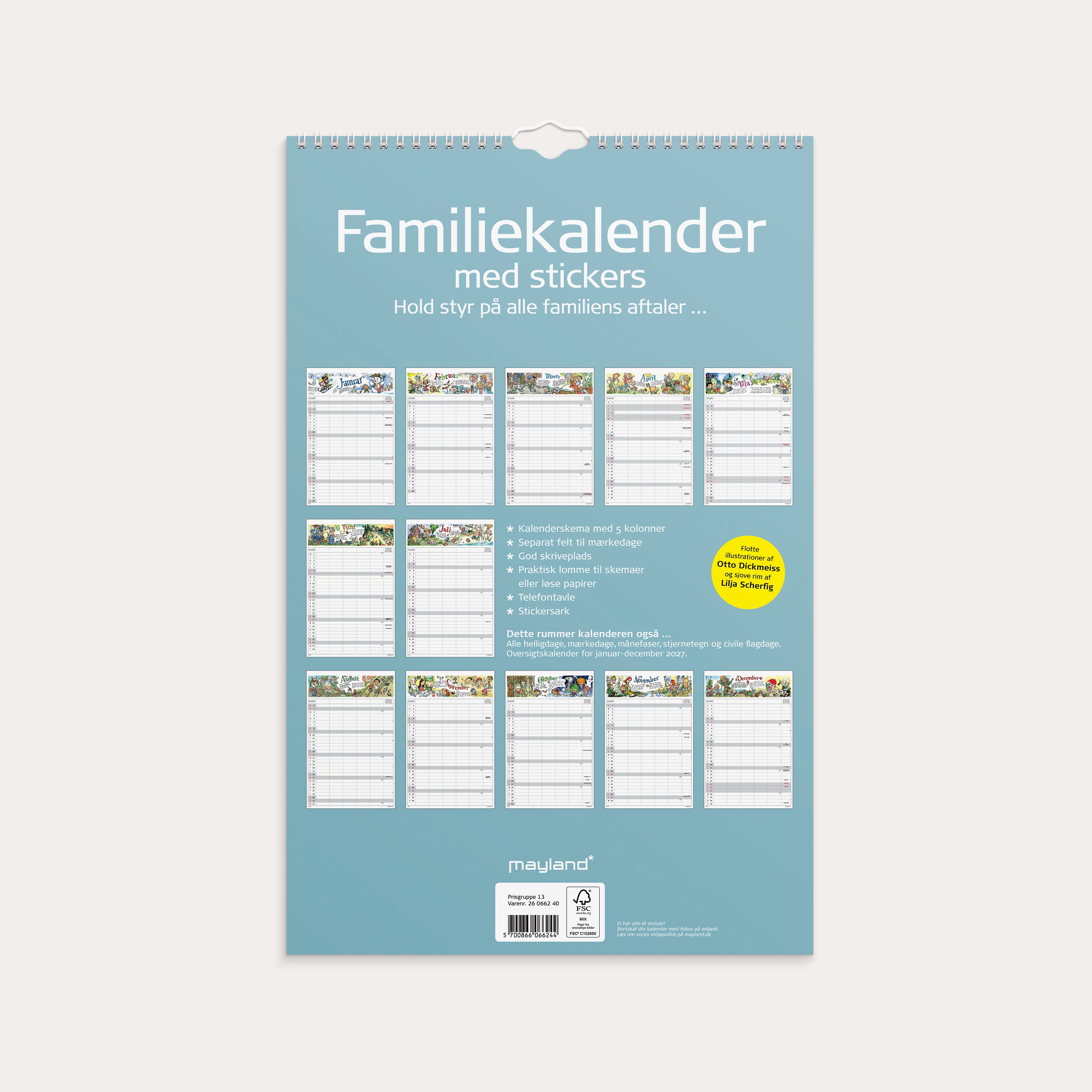 Familiekalender Otto Dickmeiss & Lilja Scherfig 5 kol. 2026