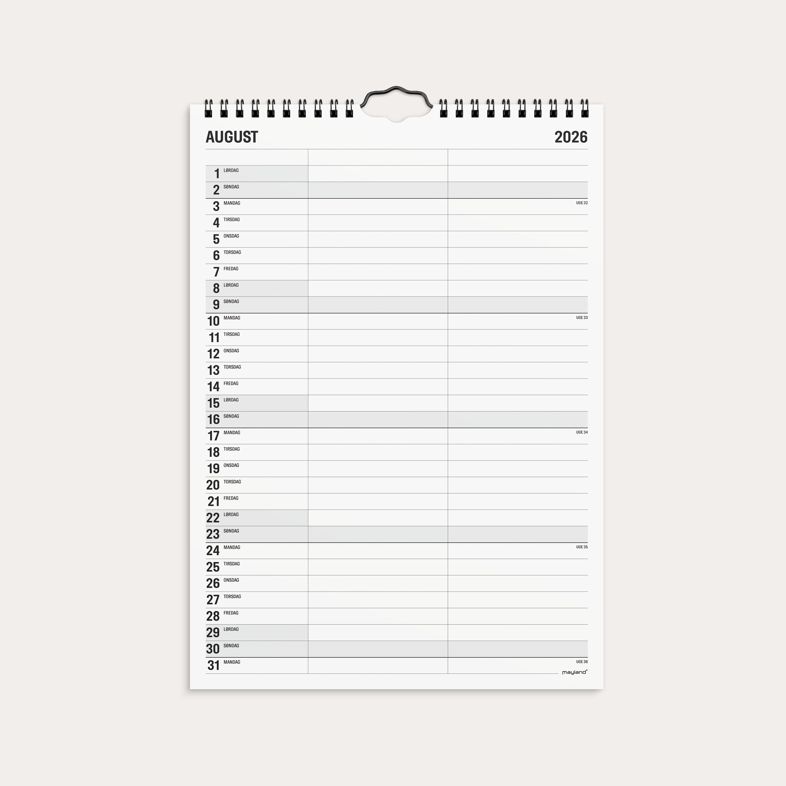 Familiekalender Black and white 2 kol. 2026