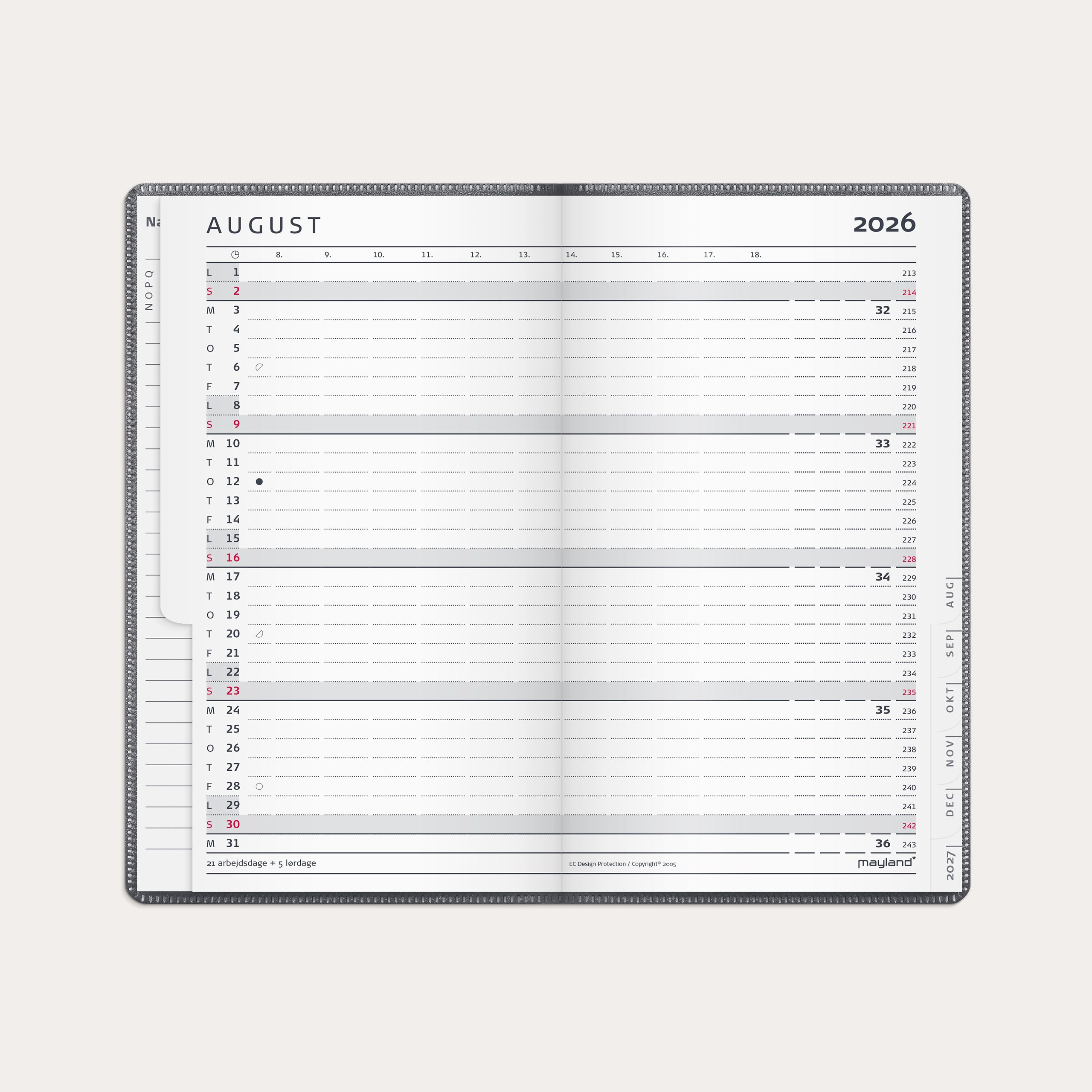 Index Planner mini mørkegrå PP-plast 2026