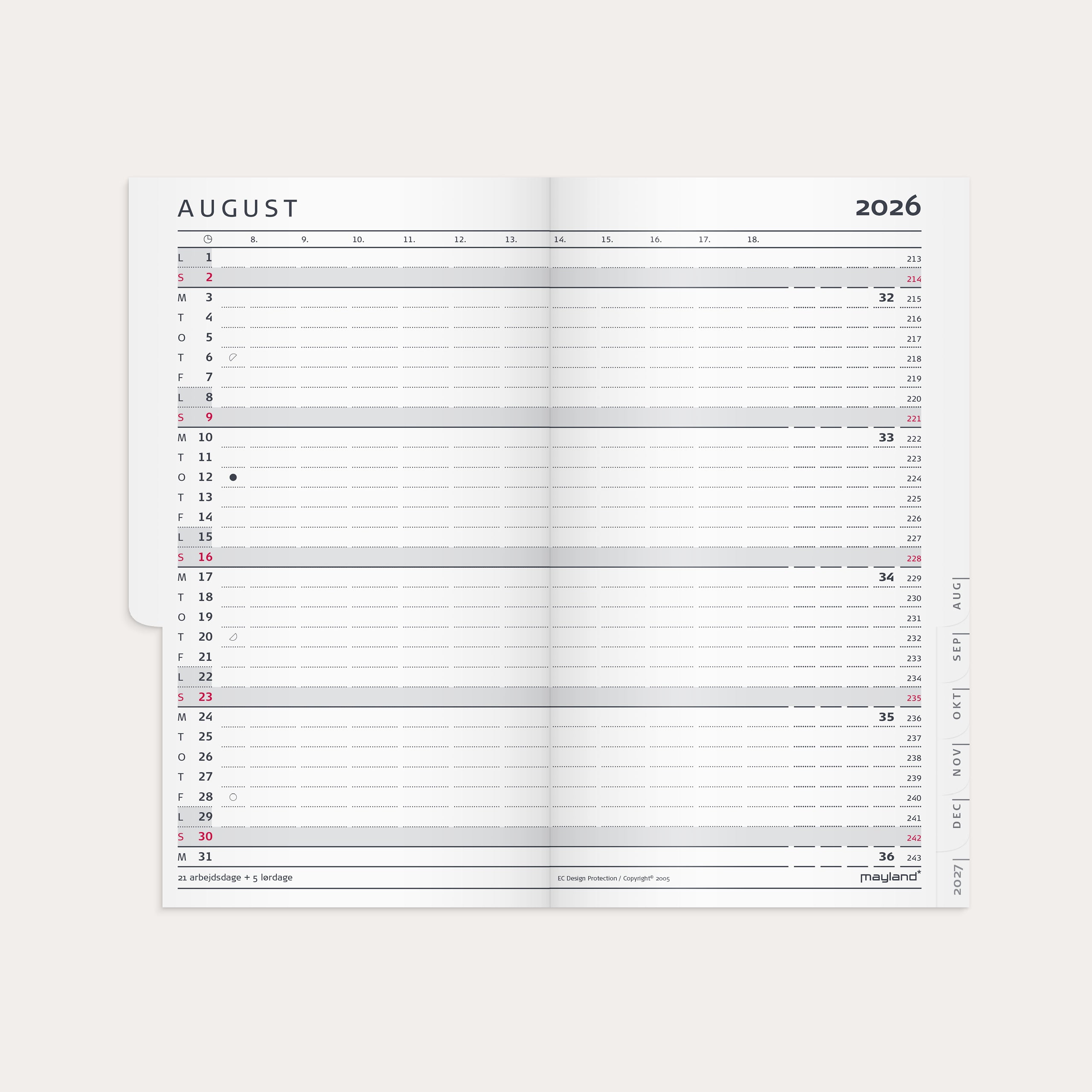 Index Planner mini månedskalender REFILL 2026