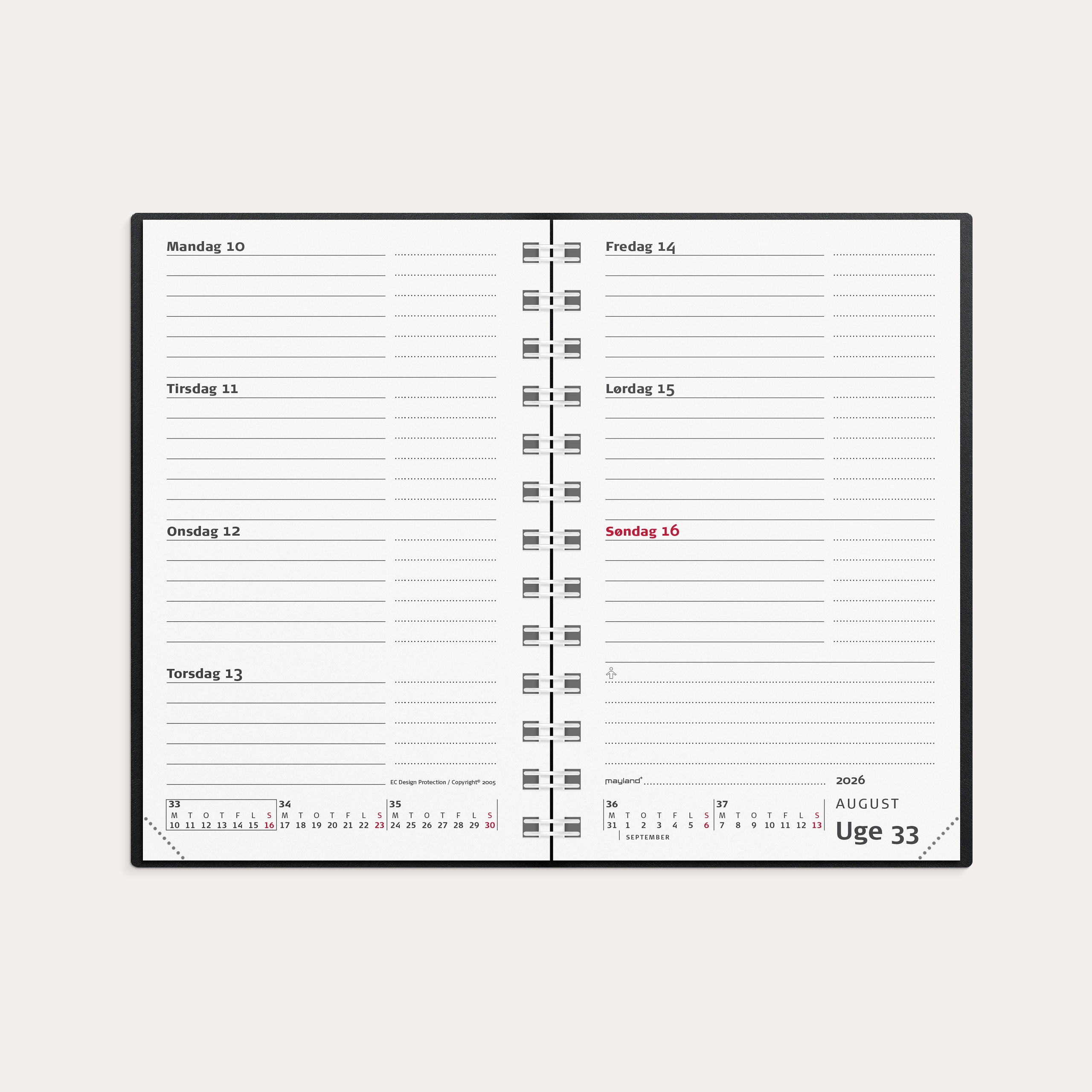 Mini Planner ugekalender sort vinyl 2026