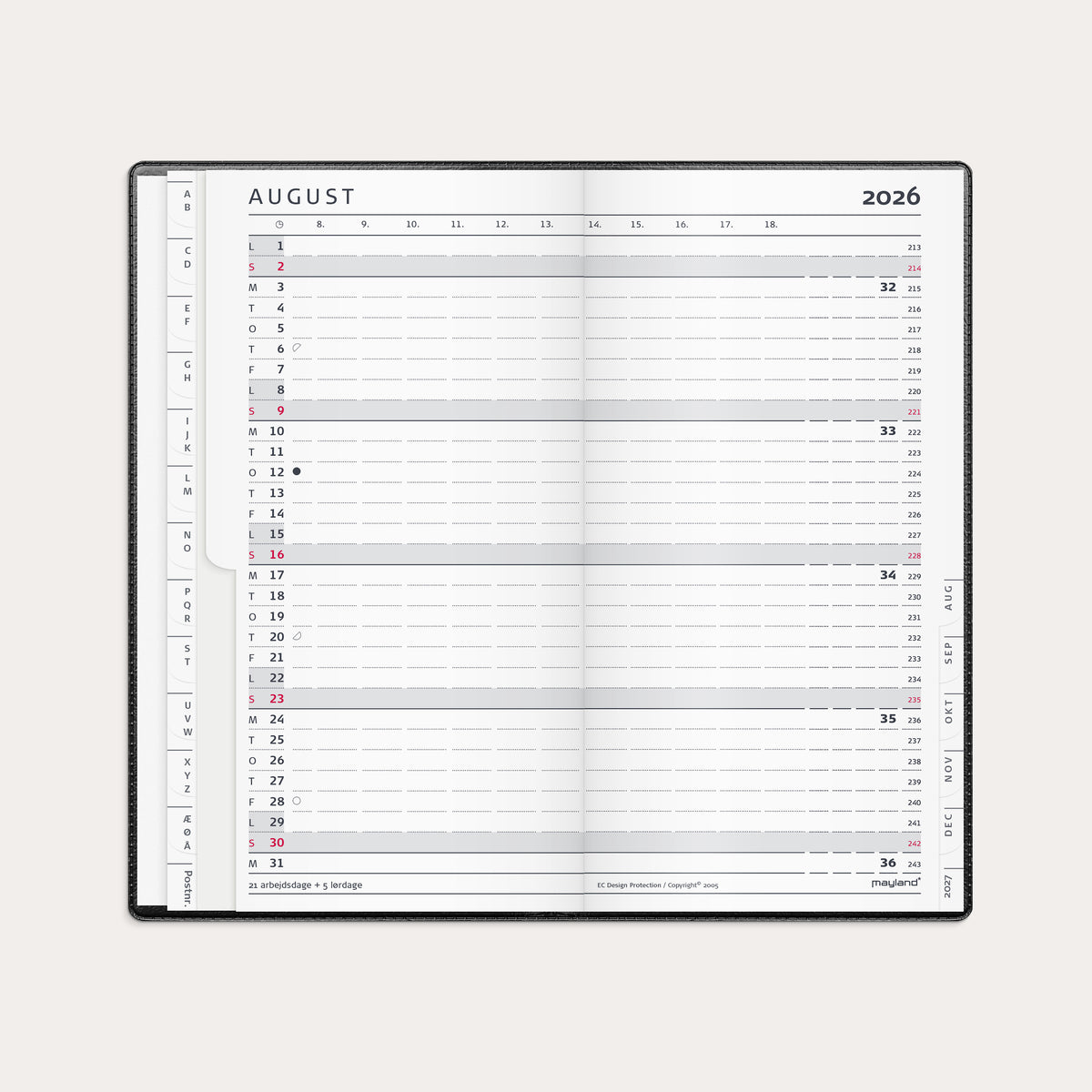 Index Planner månedskalender sort vinyl 2026