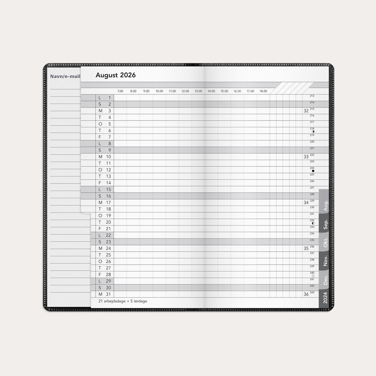 Basic månedskalender sort PP-plast 2026