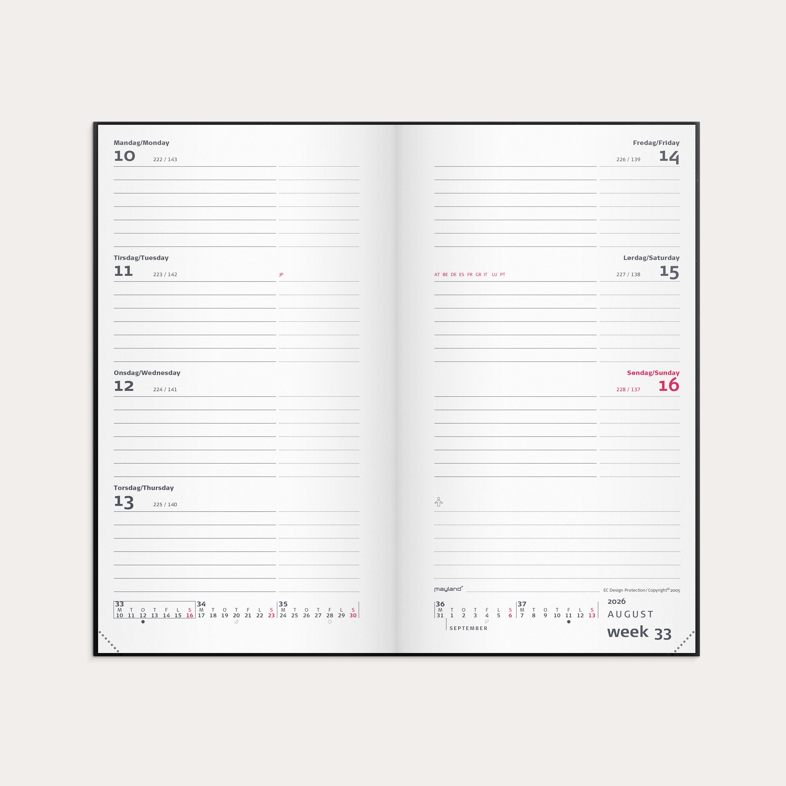 City Week Planner tværformat sort vinyl 2026