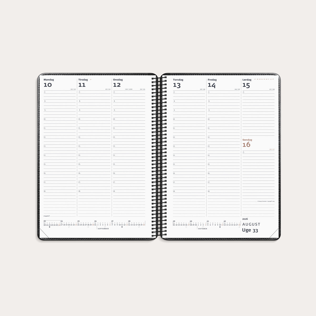 Diplomat ugekalender m/spiral sort kunstskind 2026