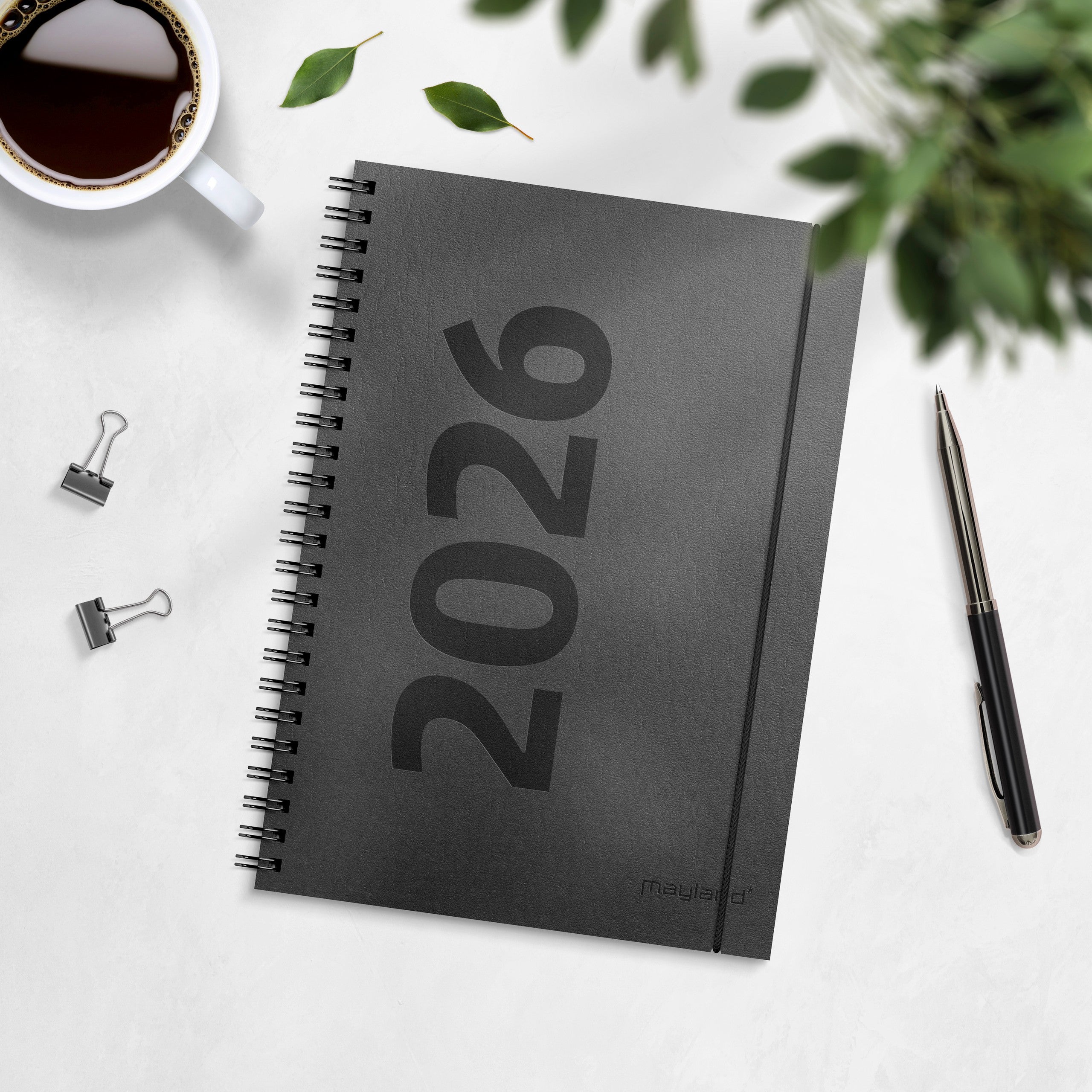 A5 ugekalender højformat matsort genbrugskarton 2026