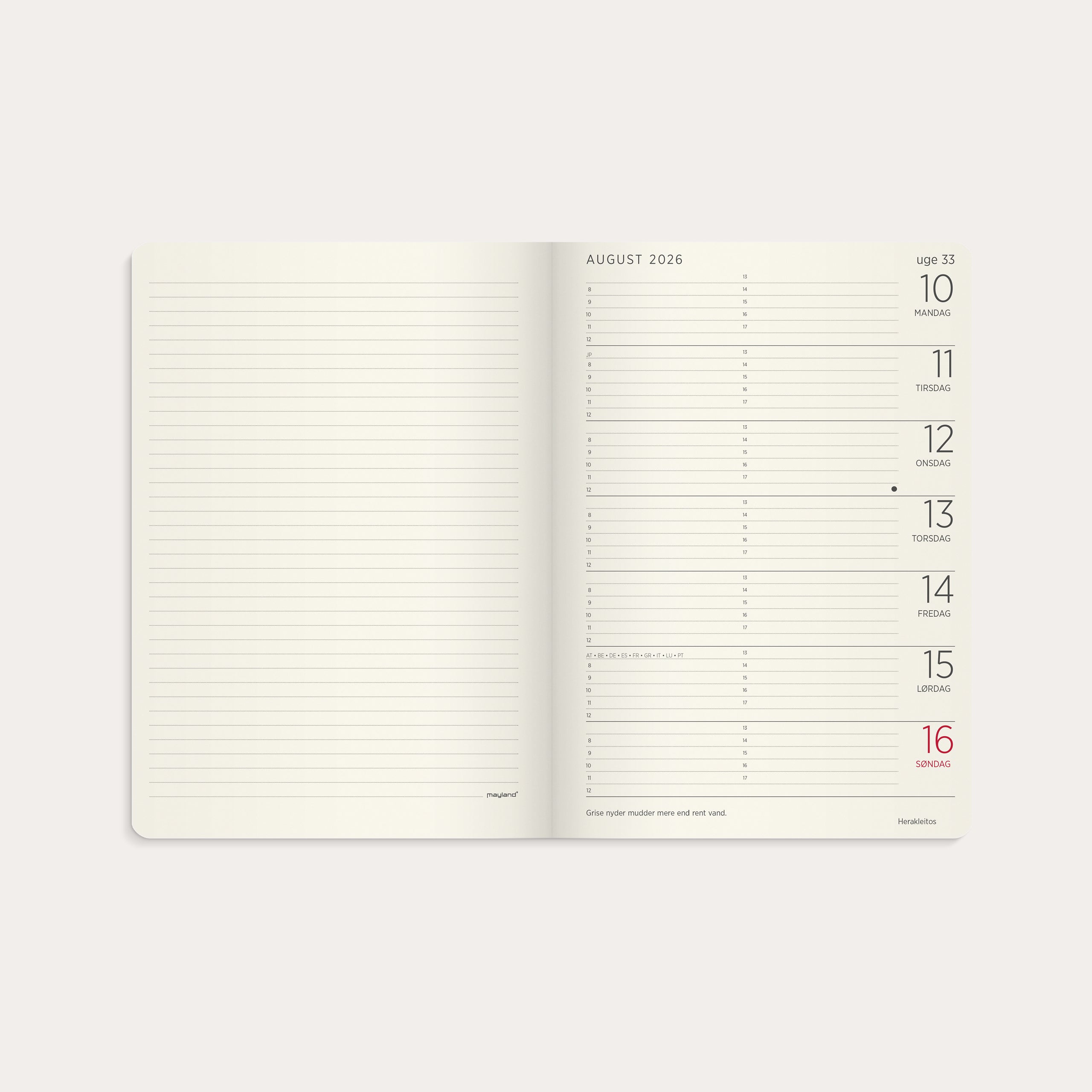 A5 Forma Deluxe ugekalender tværf. brun kunstskind 2026