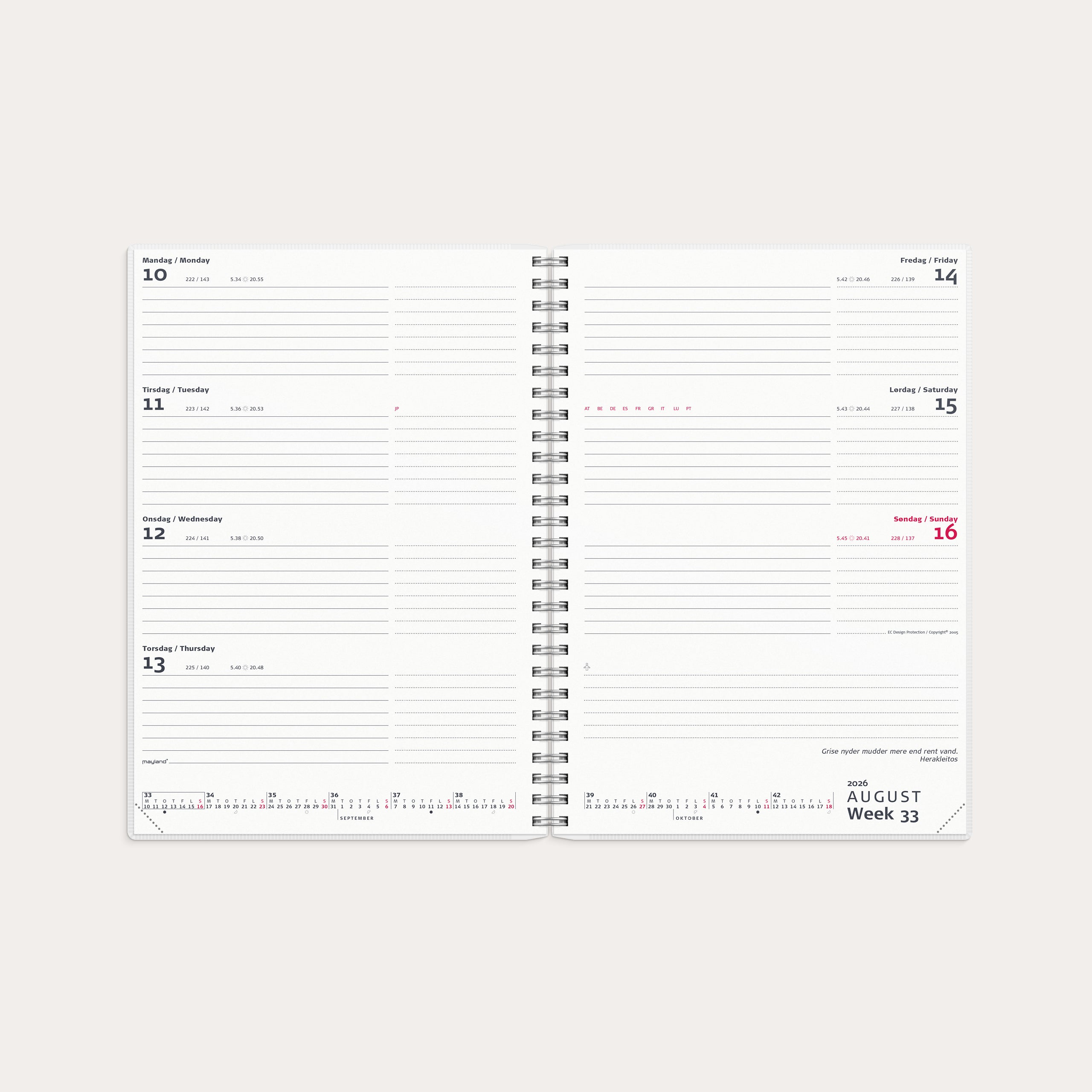 A5 ugekalender tværformat m/4 illu. 2026