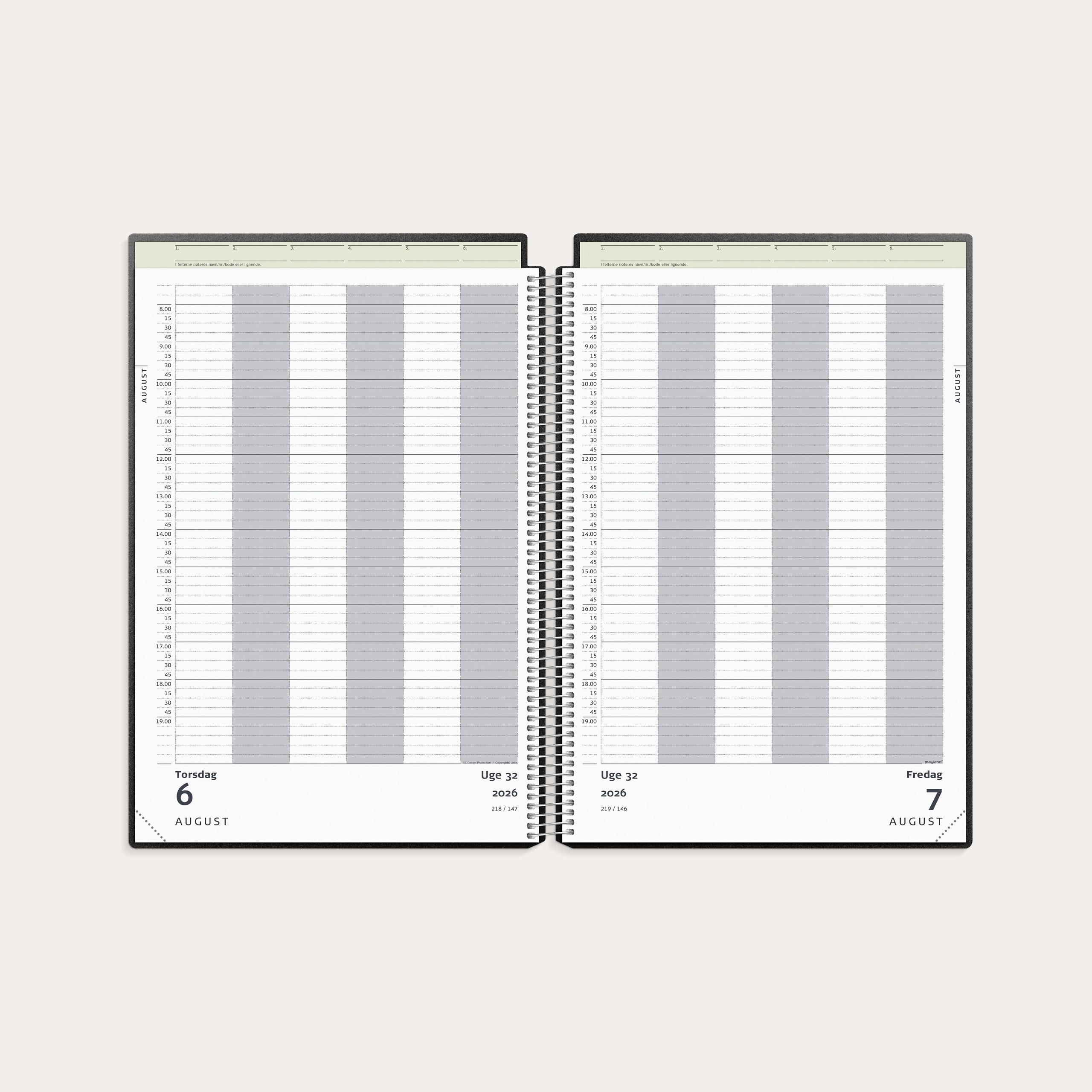 Aftalekalender A4 dag sort PP-plast 2026
