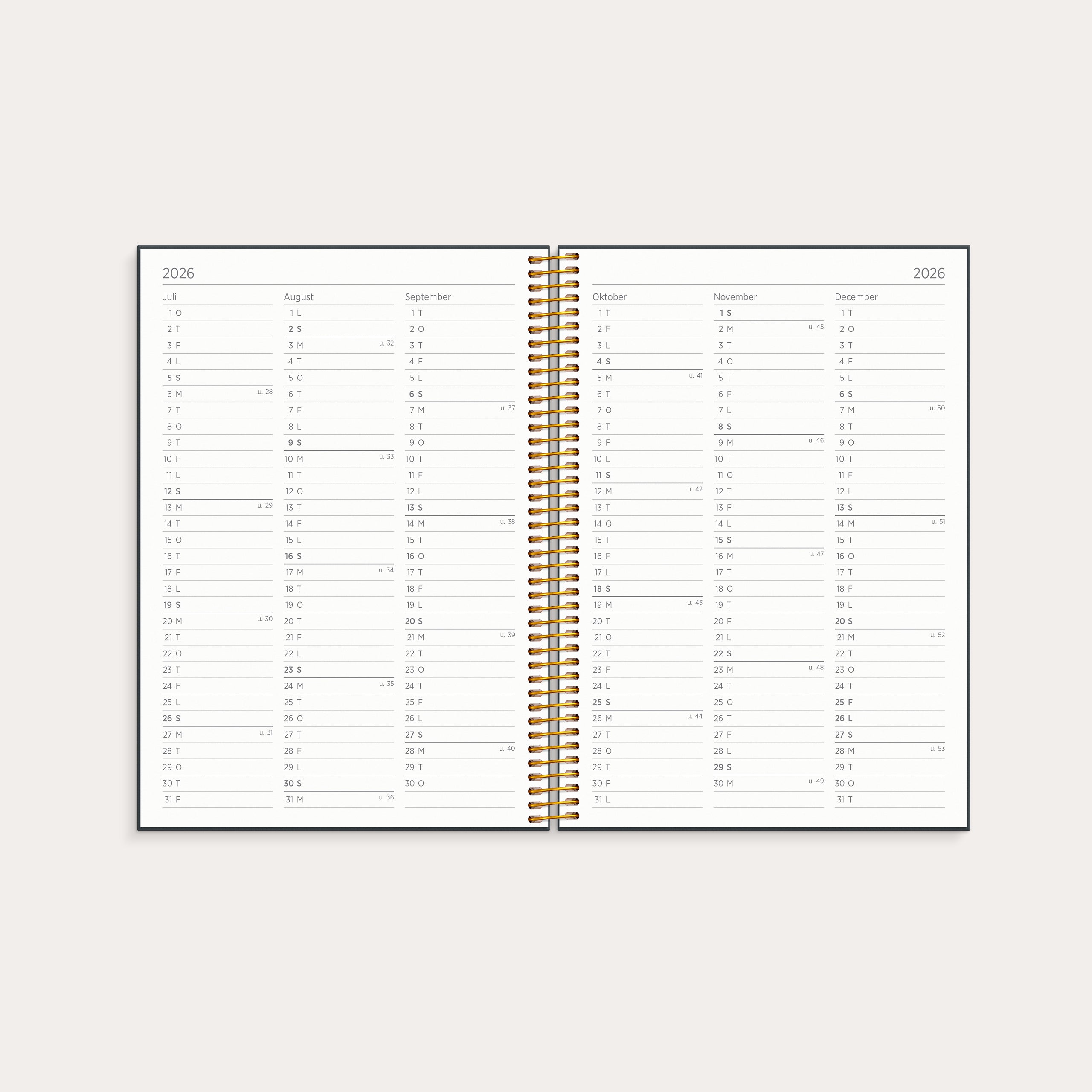 Organizer & Notes A5 ugekalender 2026