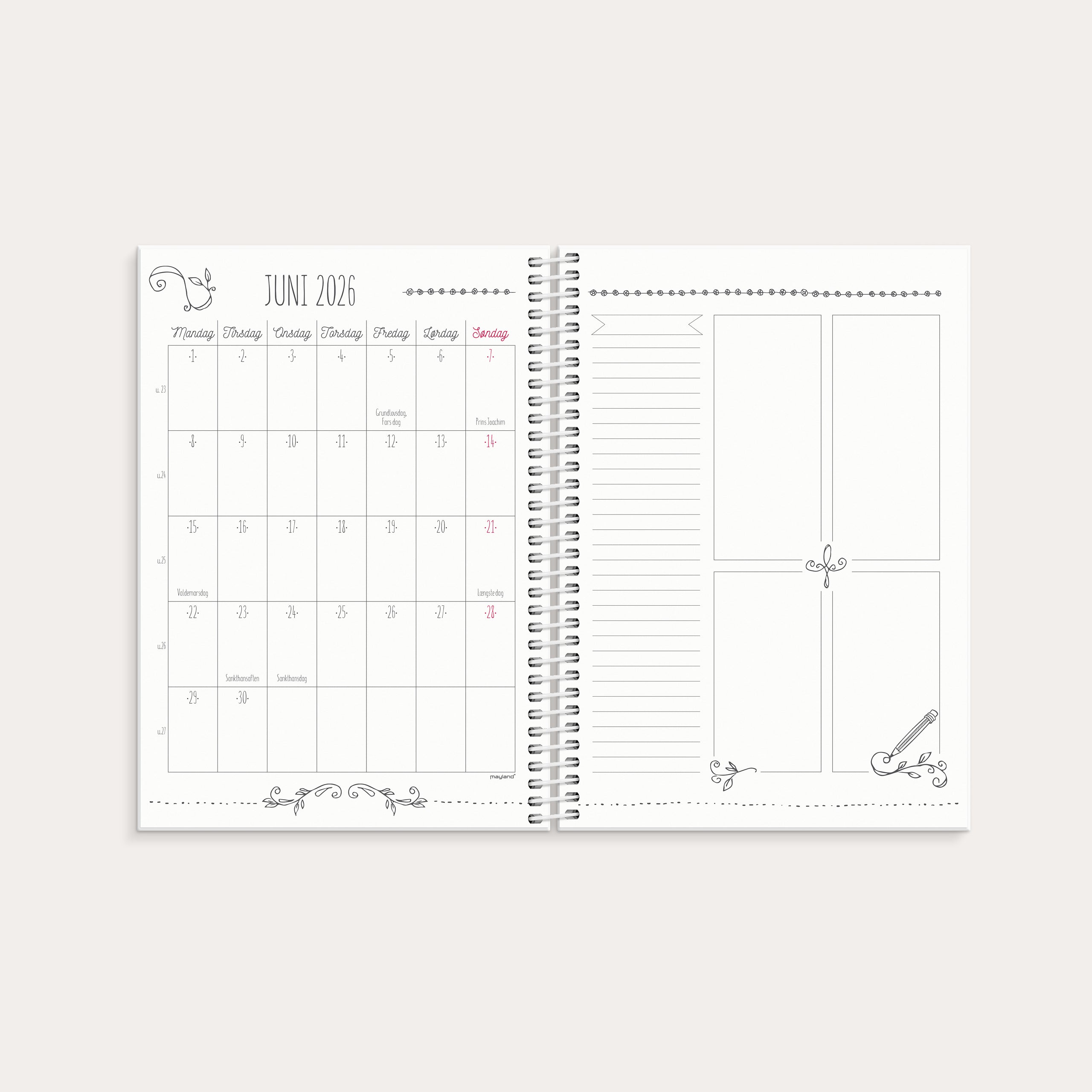 Doodle I A5 ugekalender 2026