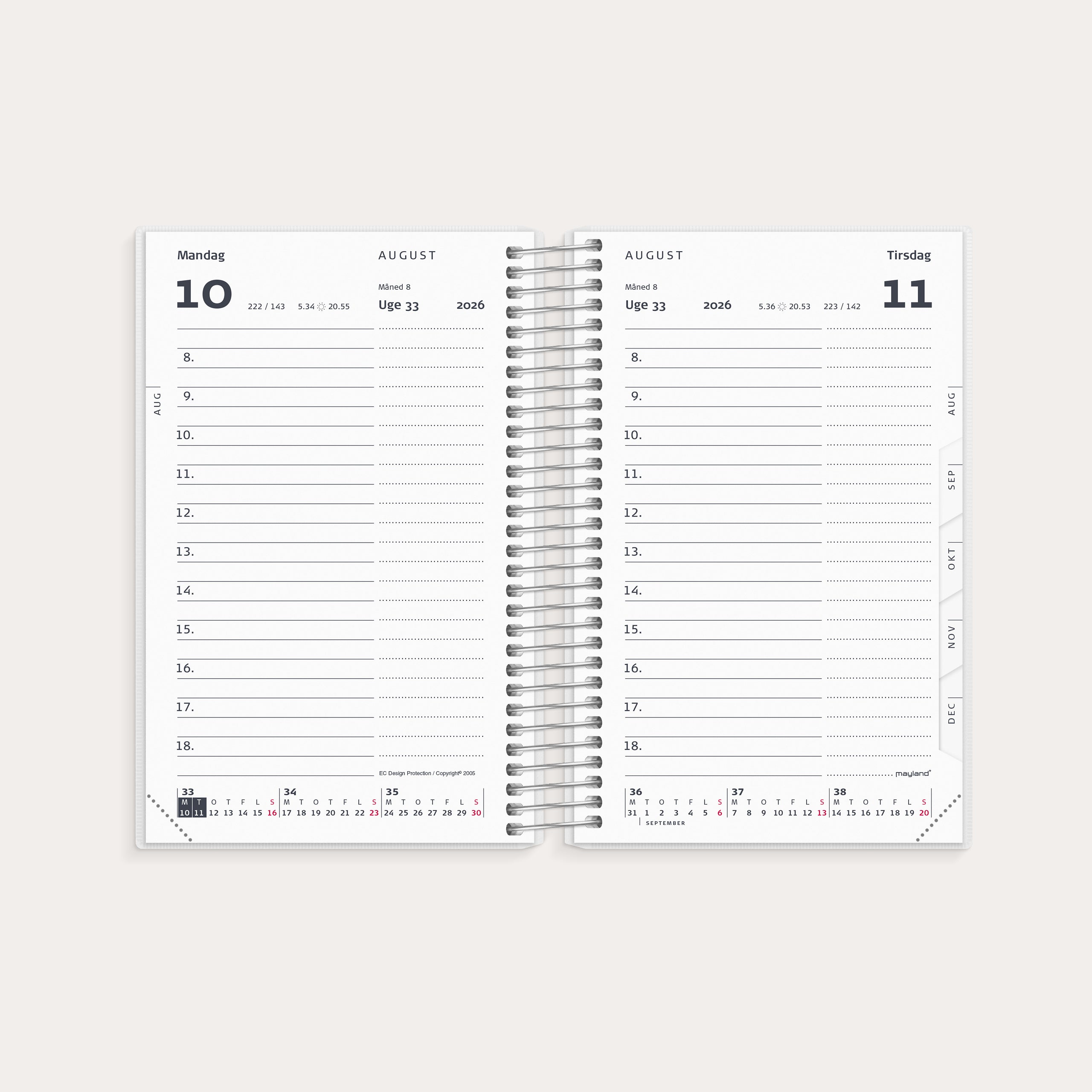 Mini dagkalender m/4 illu. PP-plast 2026