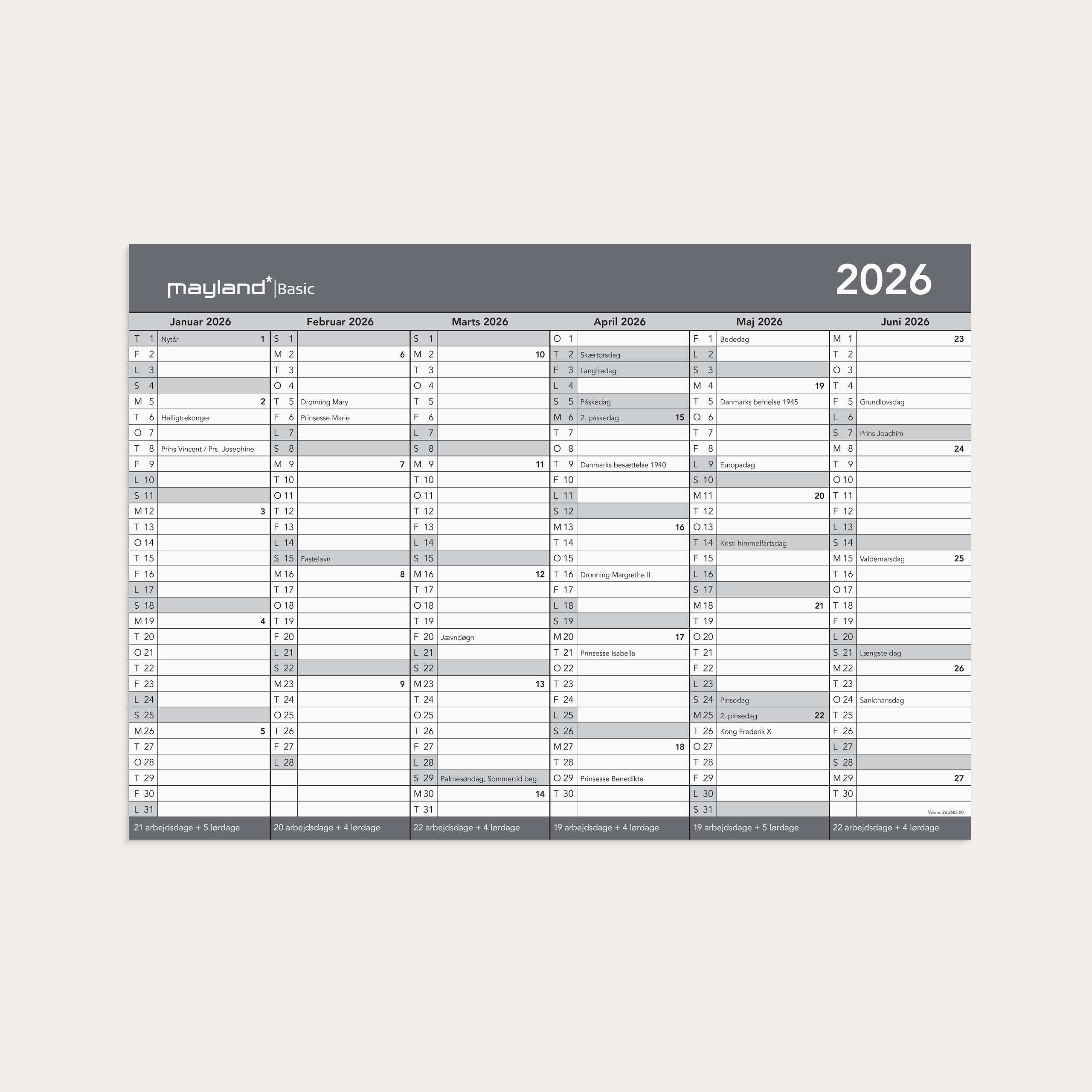 Basic kontorkalender A3 2026