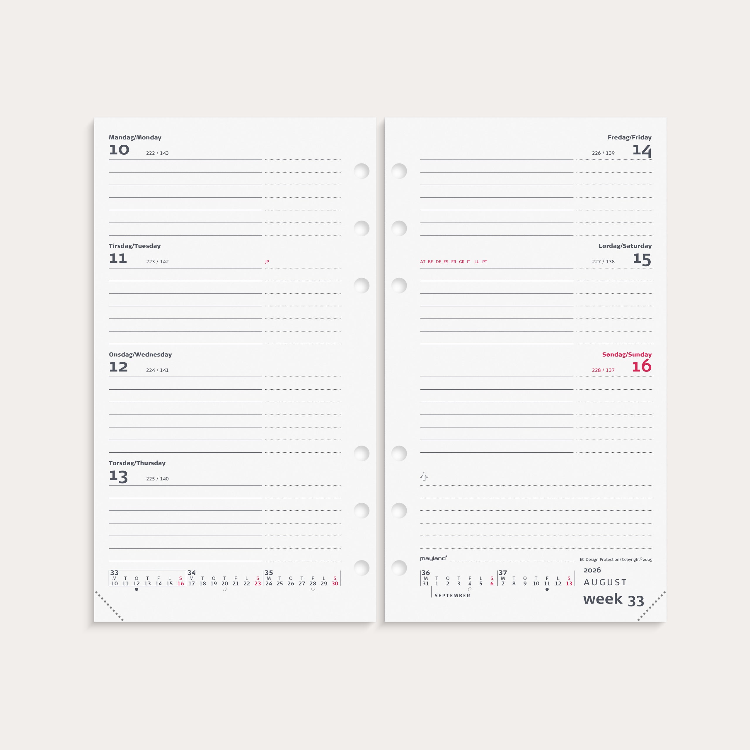 System PP International ugekalender tværf. REFILL 2026