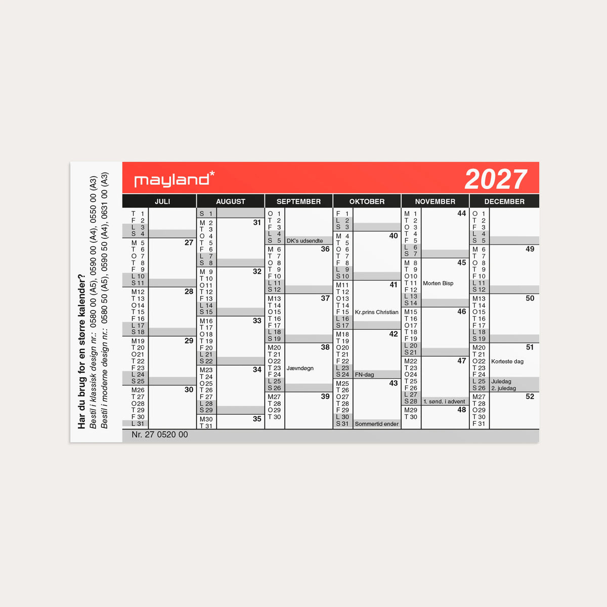Mini kalender 2027