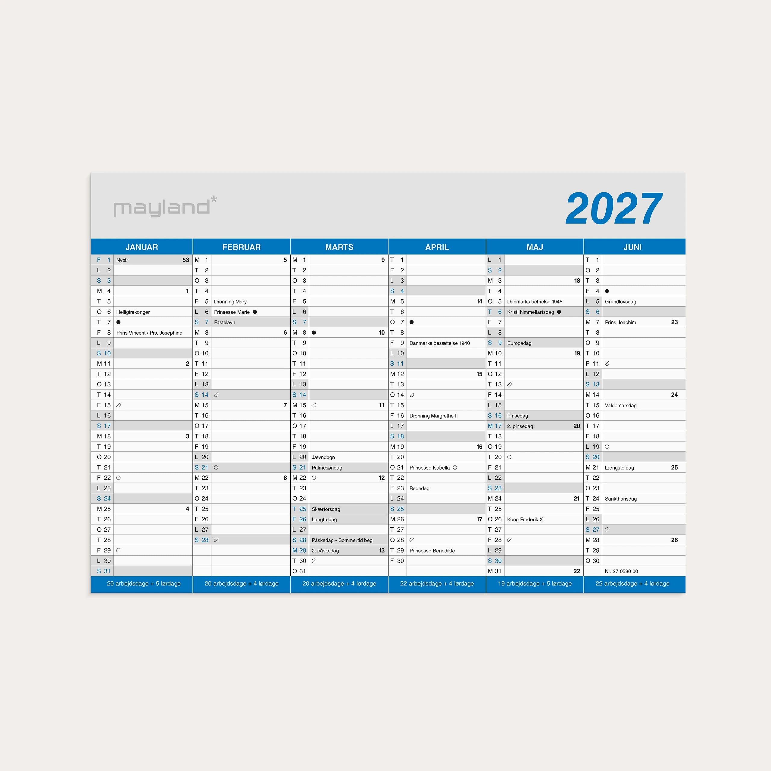 Kontorkalender Klassisk A5 2027