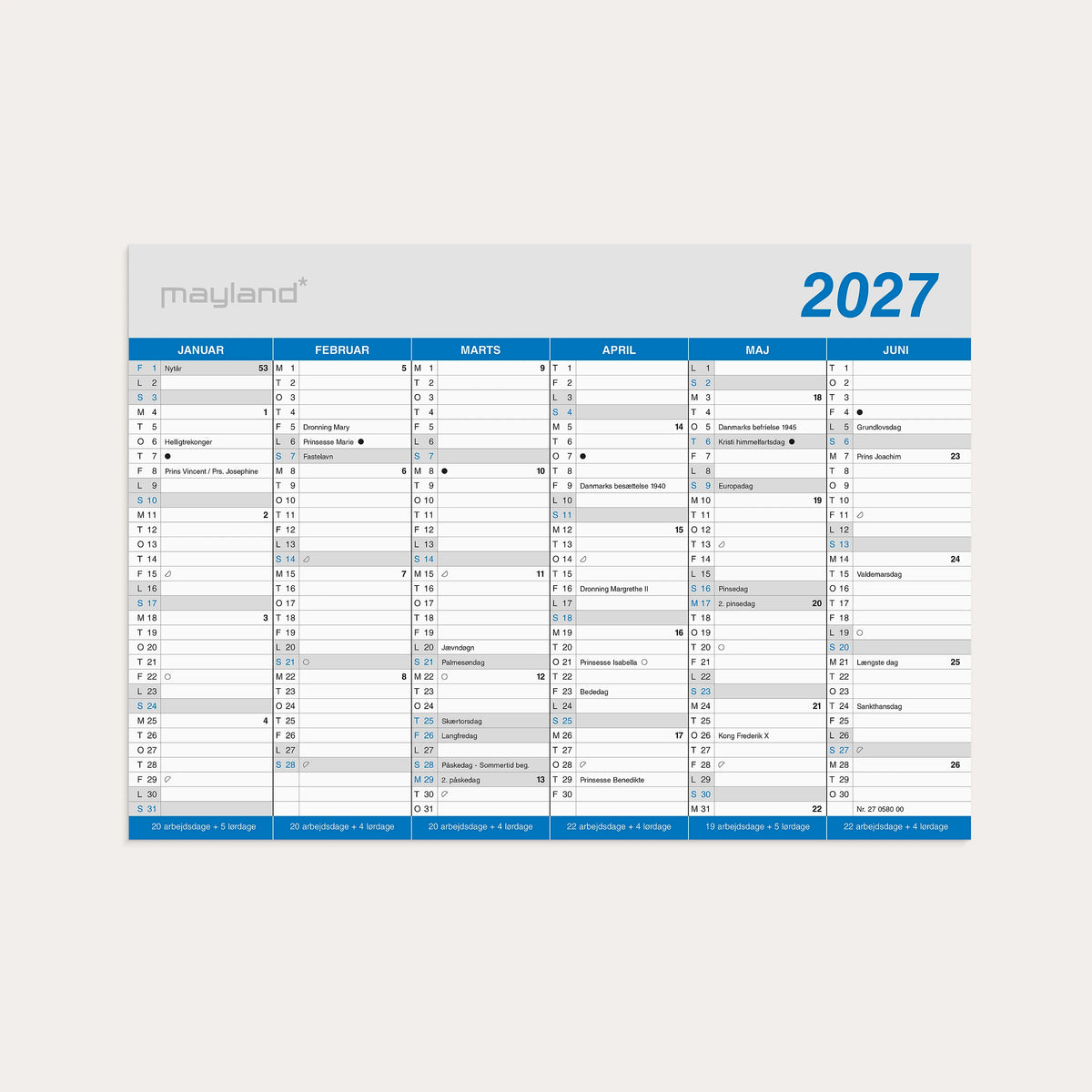 Kontorkalender Klassisk A5 2027