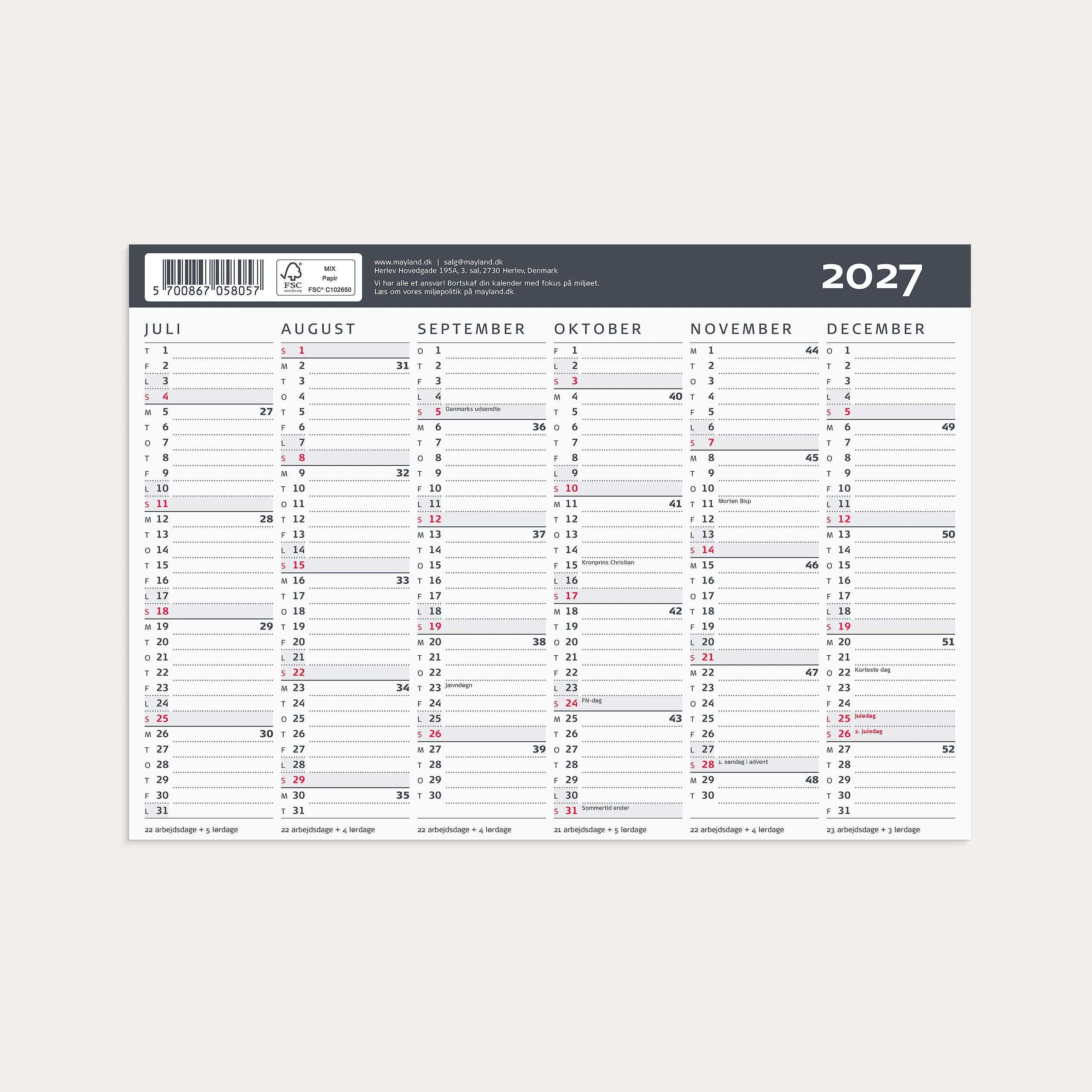 Kontorkalender Moderne A5 2027