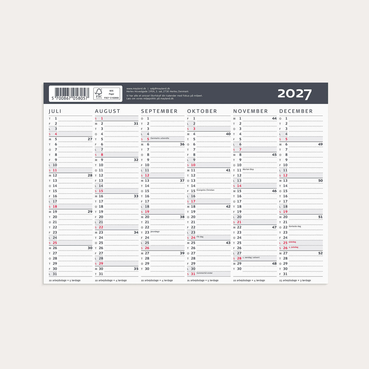 Kontorkalender Moderne A5 2027