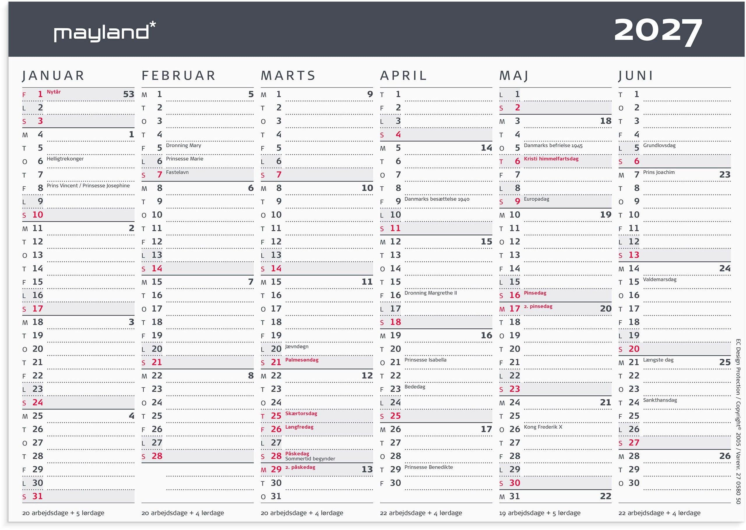Kontorkalender Moderne A5 2027