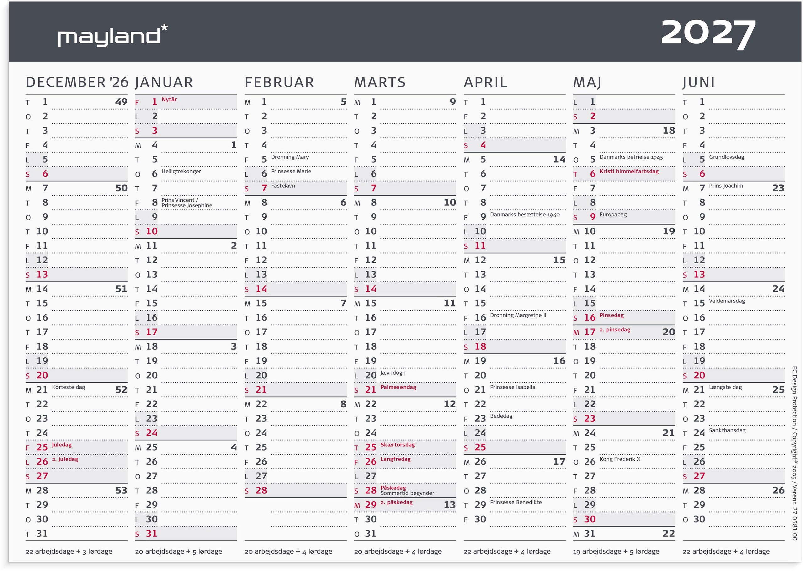 Kontor-bordkalender Moderne A5 2027